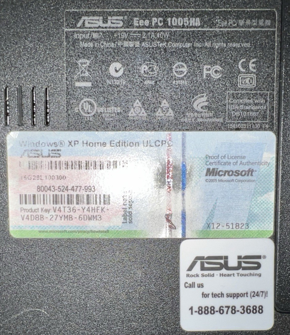 ASUS Eee PC 1005HA Netbook Untested
