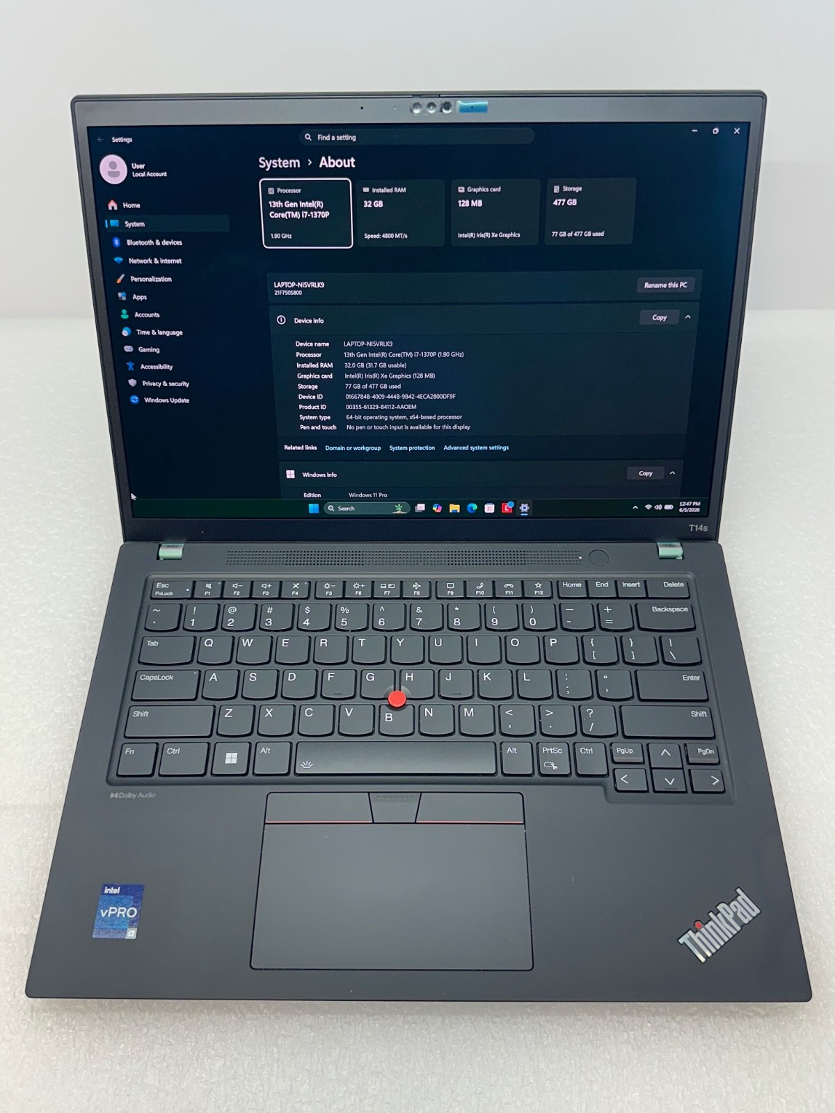 Lenovo ThinkPad T14s Gen 4 14″ 2.8K OLED i7-1370P 32GB 512GB SSD LTE – ADP WTY