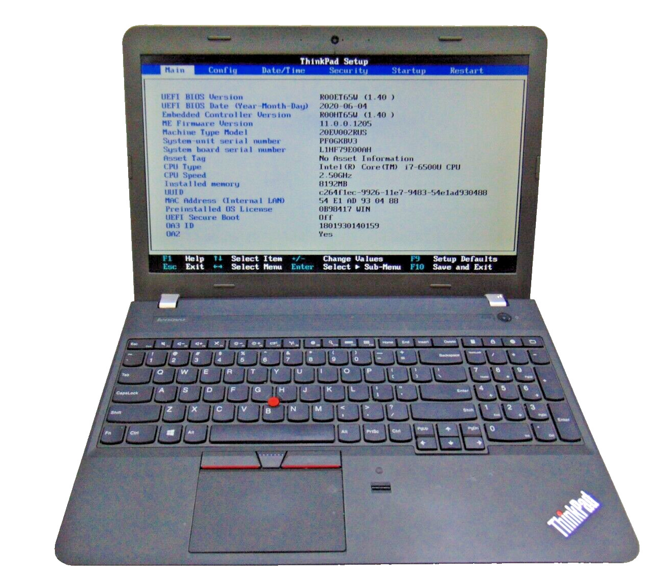 Lenovo ThinkPad E560 i7-6500U 2.50GHz 16GB RAM 256GB SSD 15′ Screen No OS
