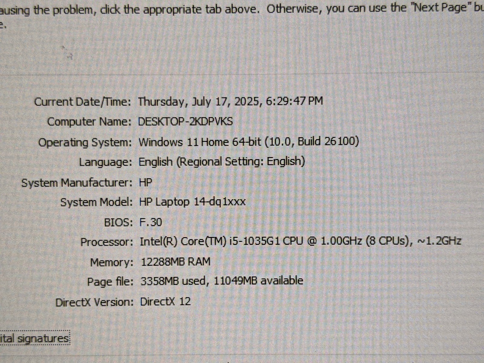 HP 14-dq1033cl 14″ FHD i5-1035G1 1GHz 12GB 128GB SSD Win11Home 99tt +Charger