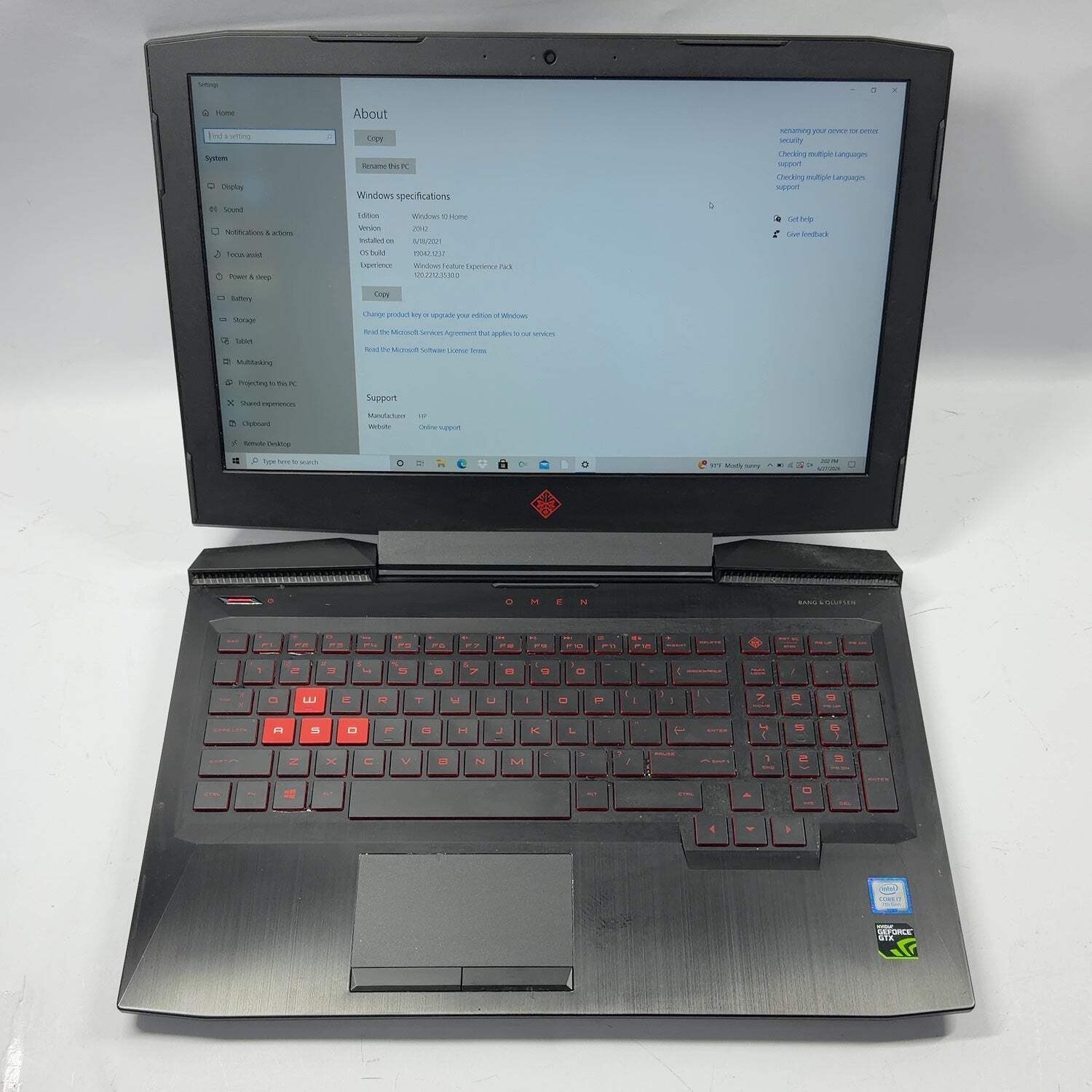 HP Omen 15-CE0XX 15.6″ i7-7700HQ 2.8GHz 8GB RAM 128GB SSD GeForce GTX 1050 Ti