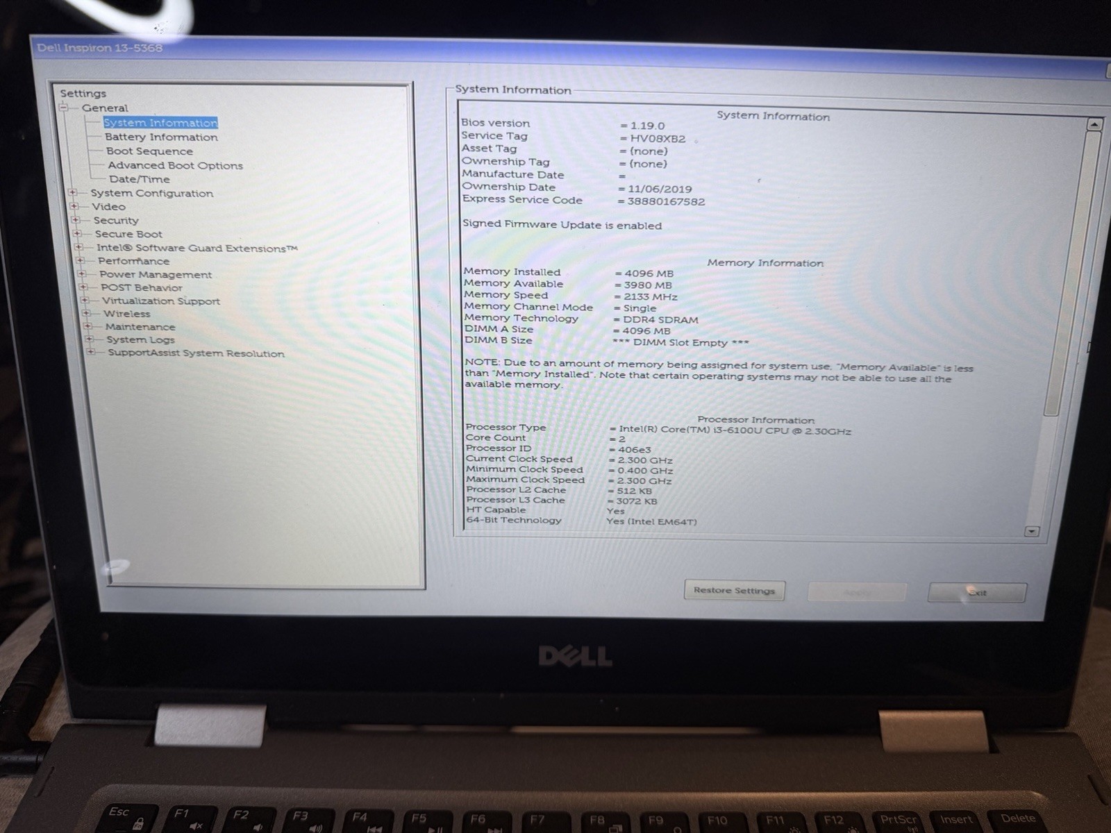 DELL INSPIRON 13 5368 | INTEL CORE I5-6200U 2.30GHZ | 4GB RAM | 1TB HDD | TOUCH