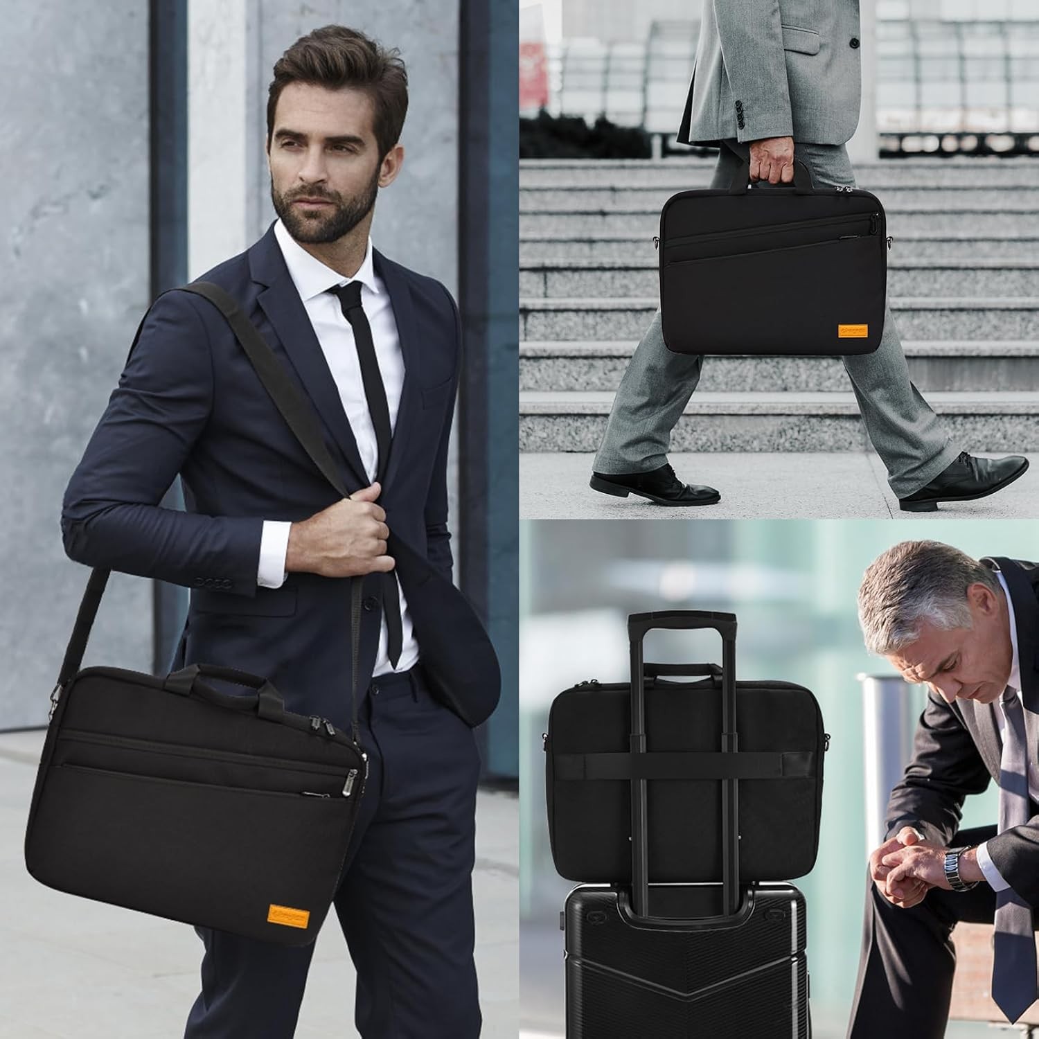 Lightweight Black Laptop Carrying Case for 17-17.3 Inch PCs, Water-Repellent Bri