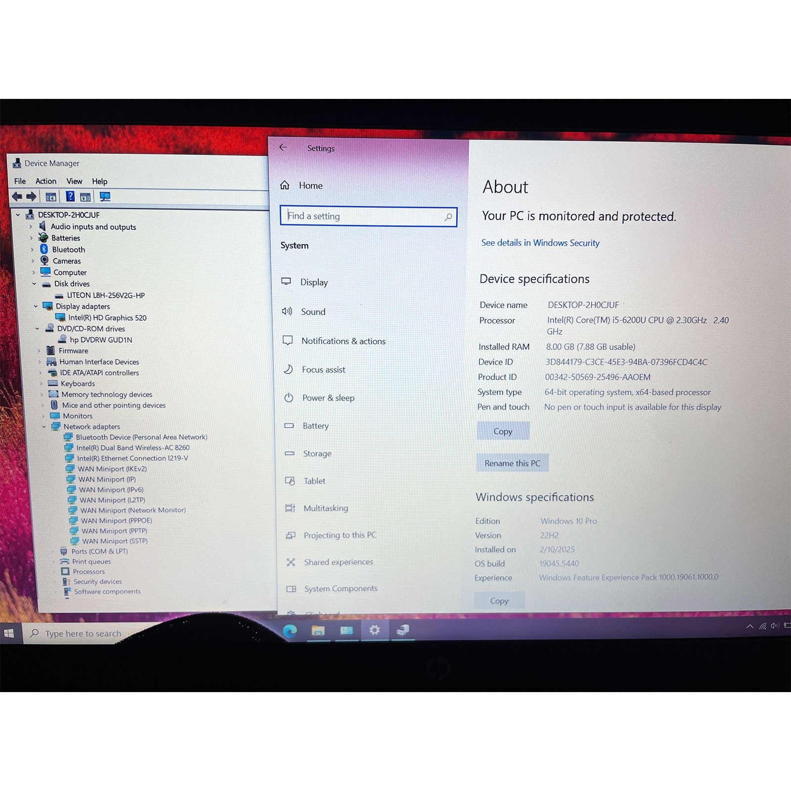 HP Laptop ProBook 650 G2 i5-6200U 8GB 256GB 15.6″ Win 10 Pro 64-bit DVDRW *AS-IS
