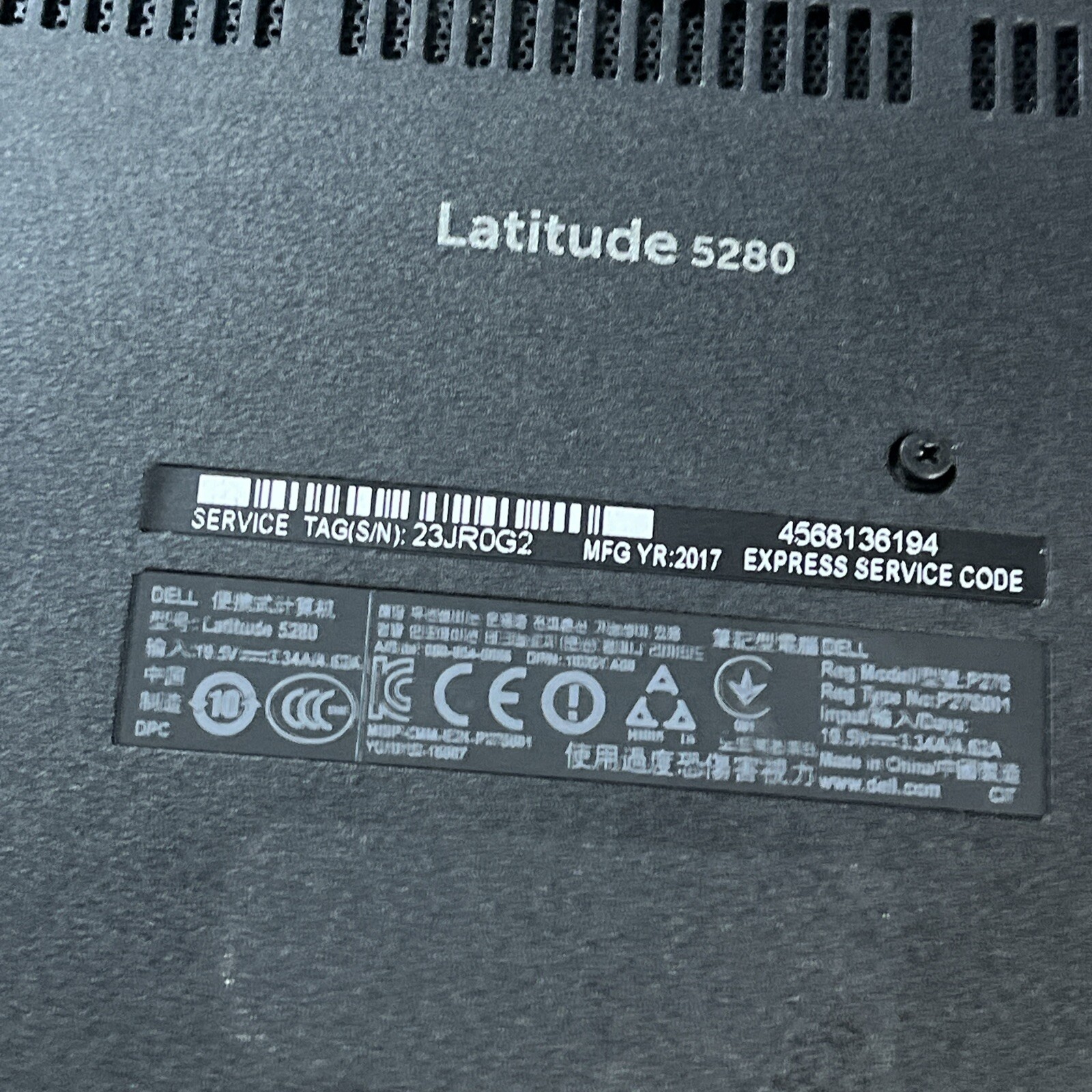 DELL LATITUDE 5280 INTEL CORE I3-7100U 2.40GHZ 8GB RAM NO HD 4