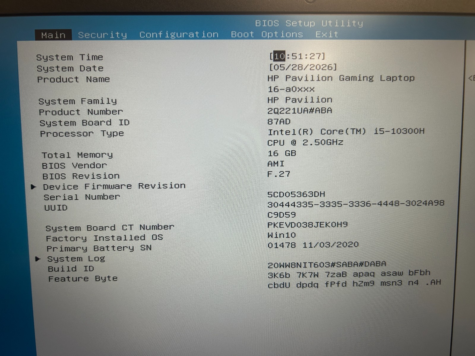 HP Pavilion Gaming Laptop 16, i5-10300H, 2.50 GHz, 16 GB, 2 x 512GB M.2 & SSD