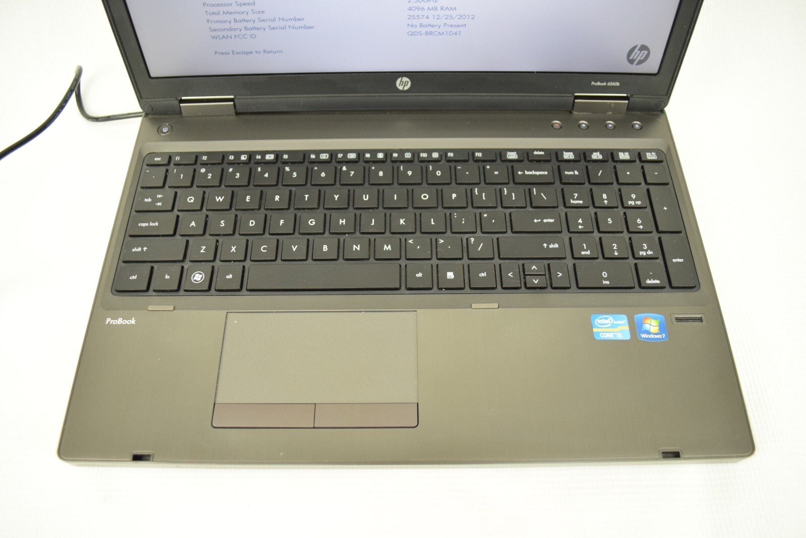 HP 6560b Intel Core i5-2450M 2.50 GHz 4GB Laptop Computer NO HDD NO OS