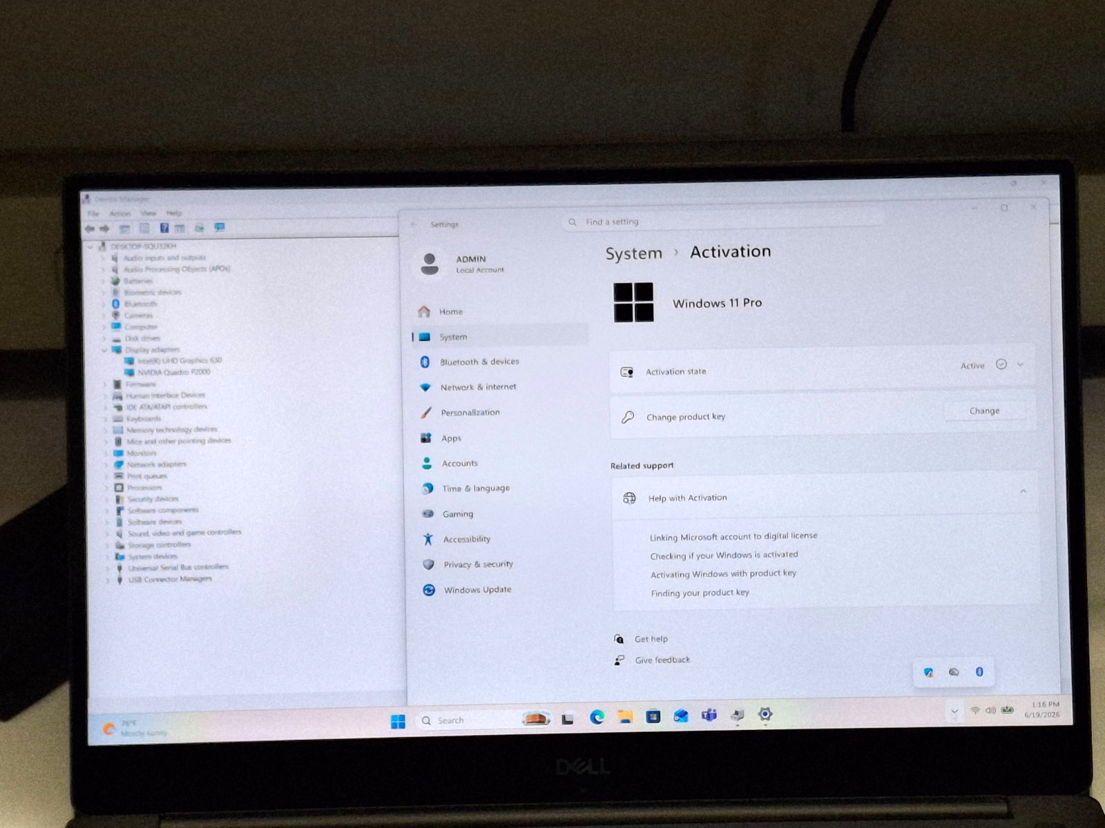 Dell Precision 5530 15.6″ UHD Touch i9-8950HK 32GB Ram 256 SSD P2000 W11P