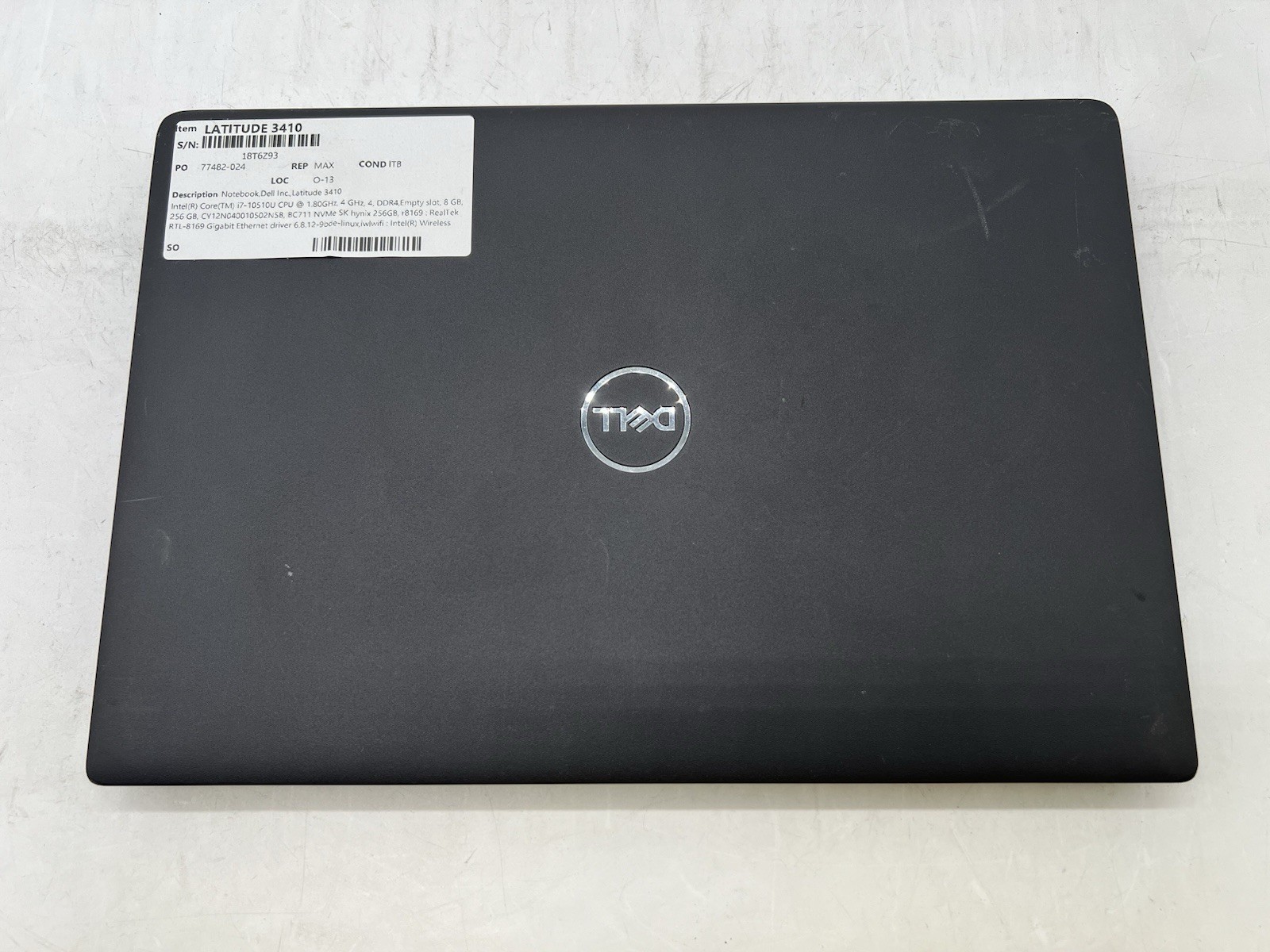 Dell Latitude 3410, i7-10510U CPU, @ 1.80GHz, 8GB RAM, 256GB NVMe-No OS/Charger