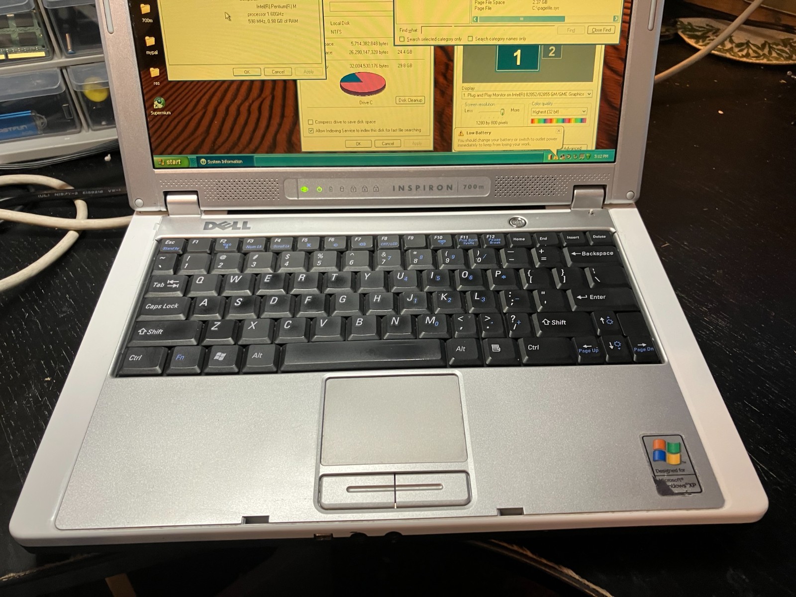 Dell Inspiron 700m 12.1″ Laptop Pentium M 1.6GHz 1GB RAM 32GB SSD Wifi Win XP