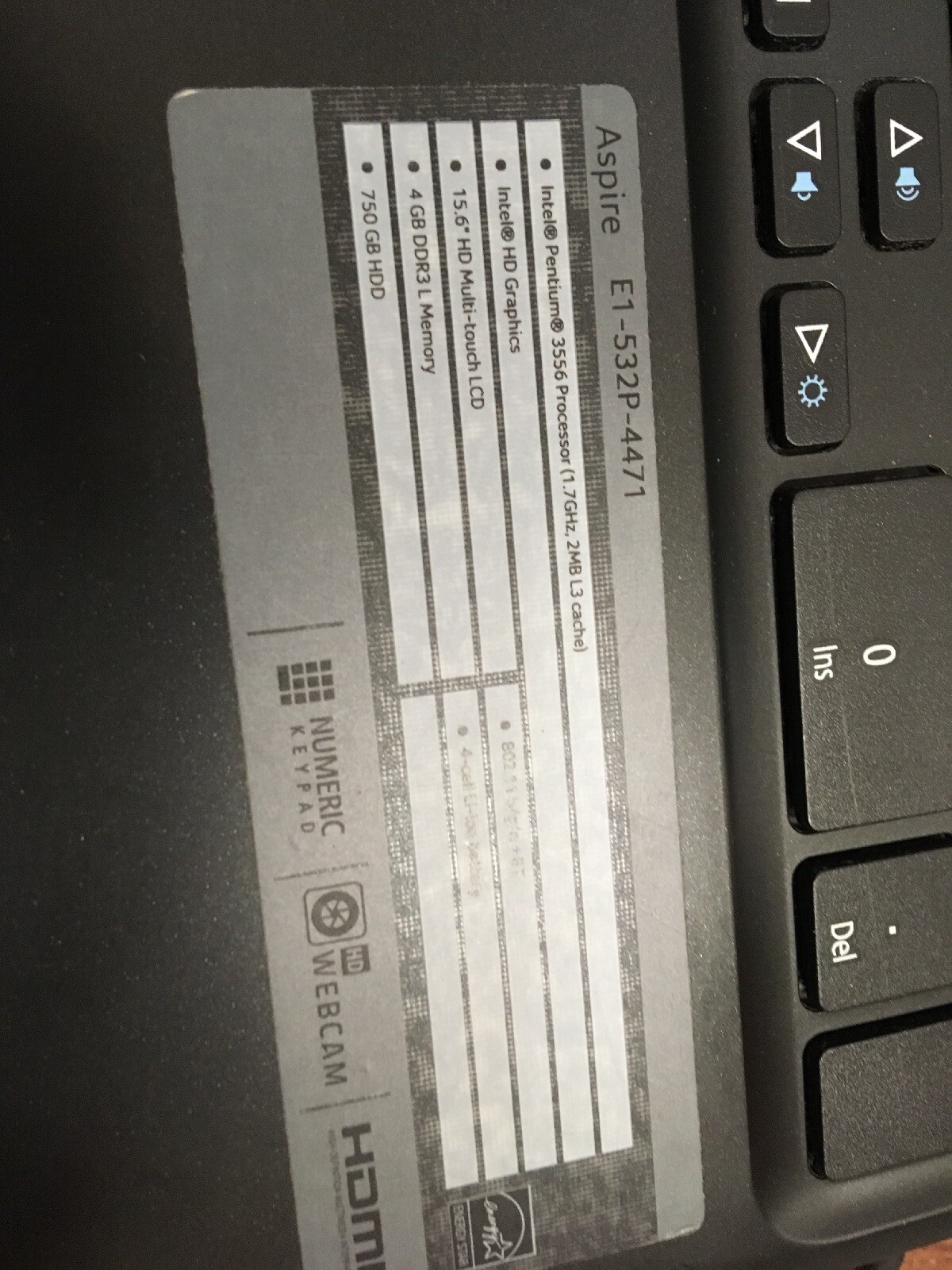 acer Aspire E1 V5WE2 /Intel Pentium 3556 1.7 /4GB RAM/750 HDD For Part