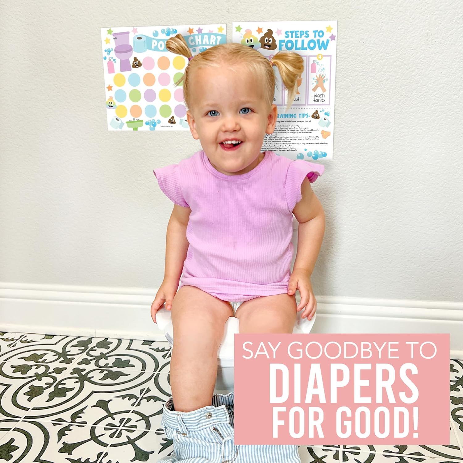 Potty Training Chart for Toddlers Boys -10 Sticker Potty Chart for Toddlers Girl
