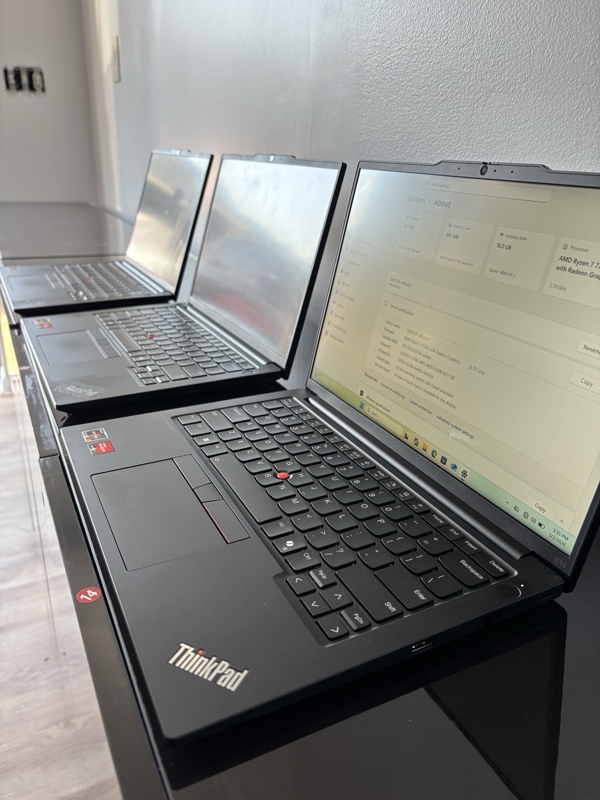 Lot Of 3 Lenovo ThinkPad E14 14″/ AMD Ryzen 7- 7735U/ 16 GB RAM /512 GB