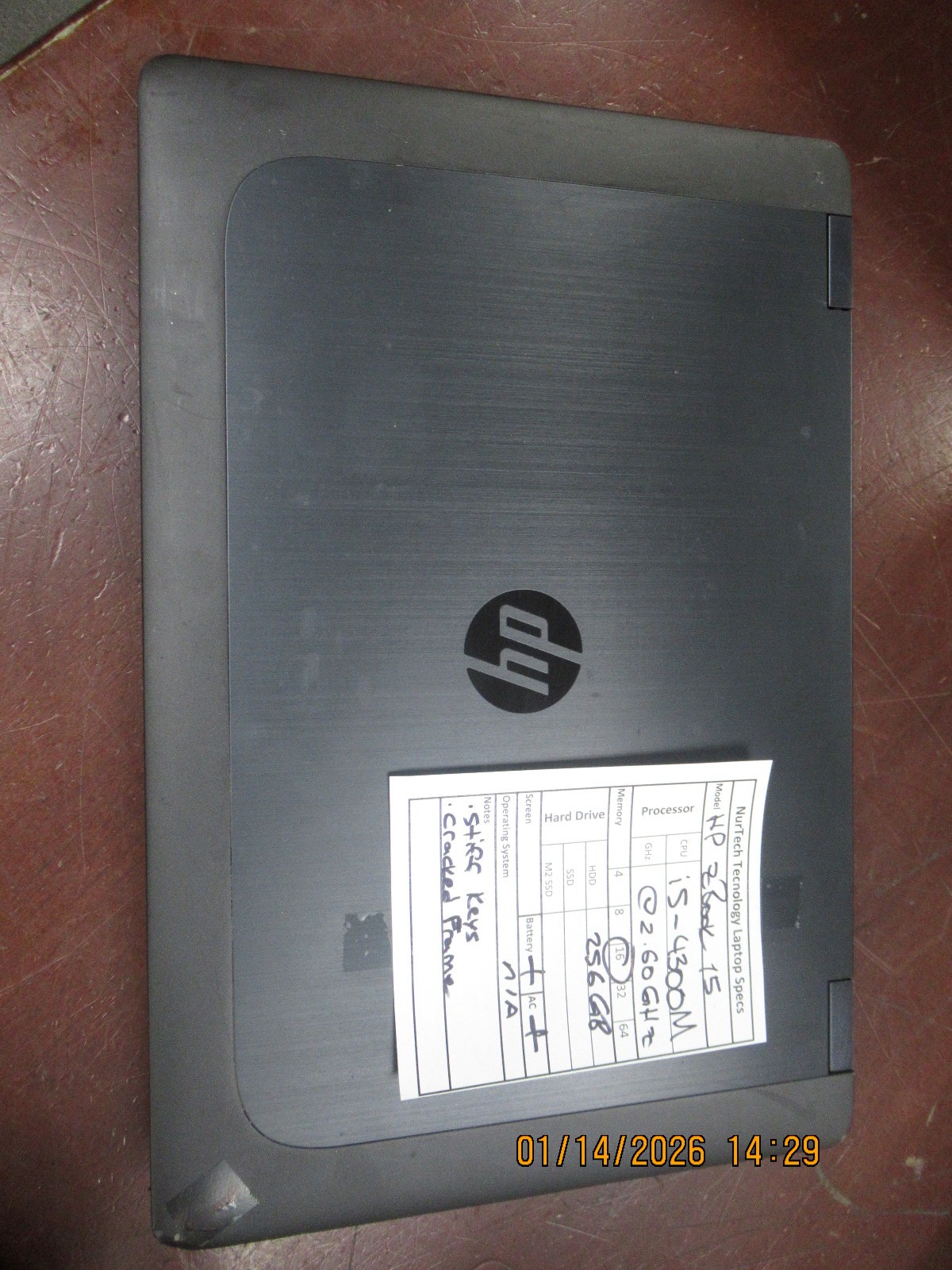 HP ZBook 15 15.6″ Intel i5-4300M 2.60GHz 16GB 256GB HDD Laptop w/ AC [NO OS] @@@