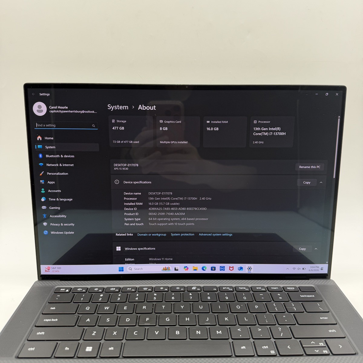 Dell XPS 9530 15.6″ i7-13700H 16GB RAM 512GB SSD GeForce RTX 4060 (CP2021958)