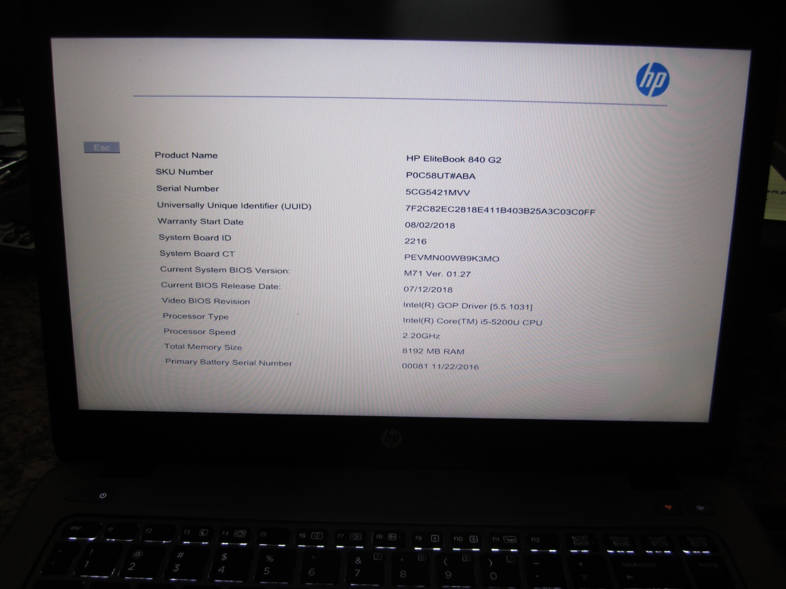 HP EliteBook 840 G2 Laptop Core i5 2.2 GHz 8GB RAM 256GB SSD Win 10 Pro