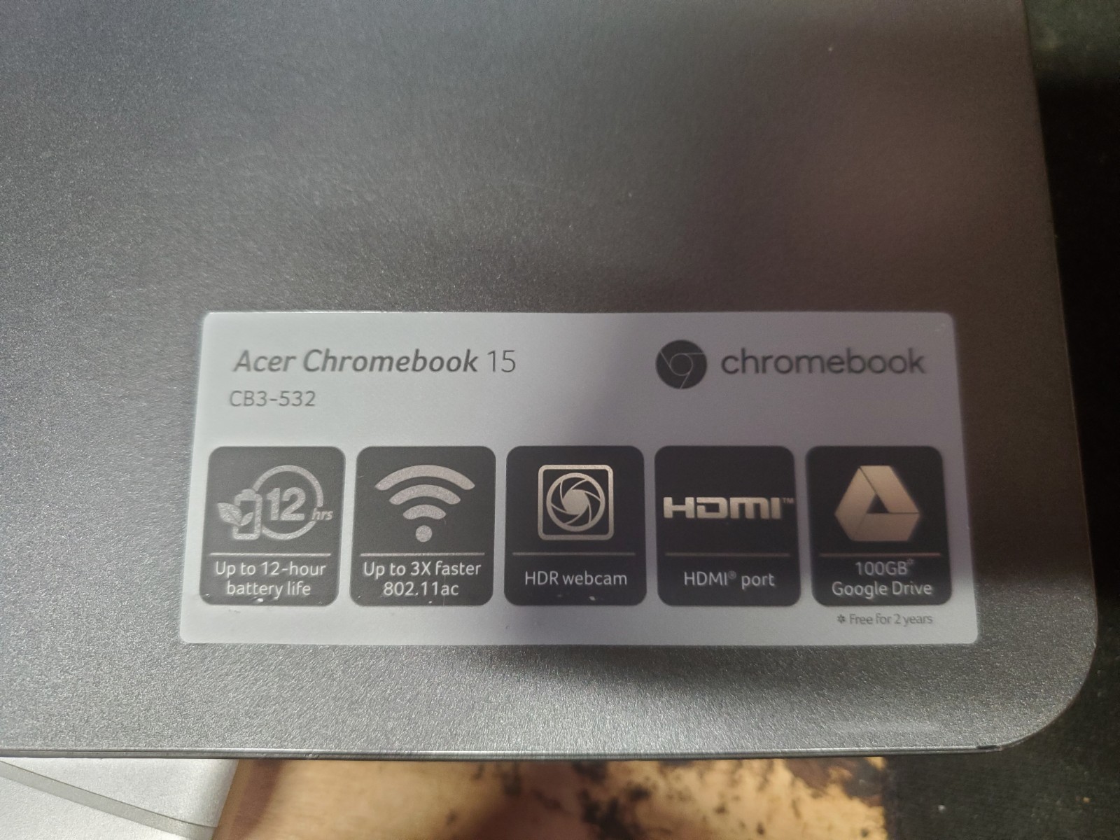 Acer Chromebook 15 CB3-532 15.6″ Celeron N4000 1.6GHz 4GB RAM