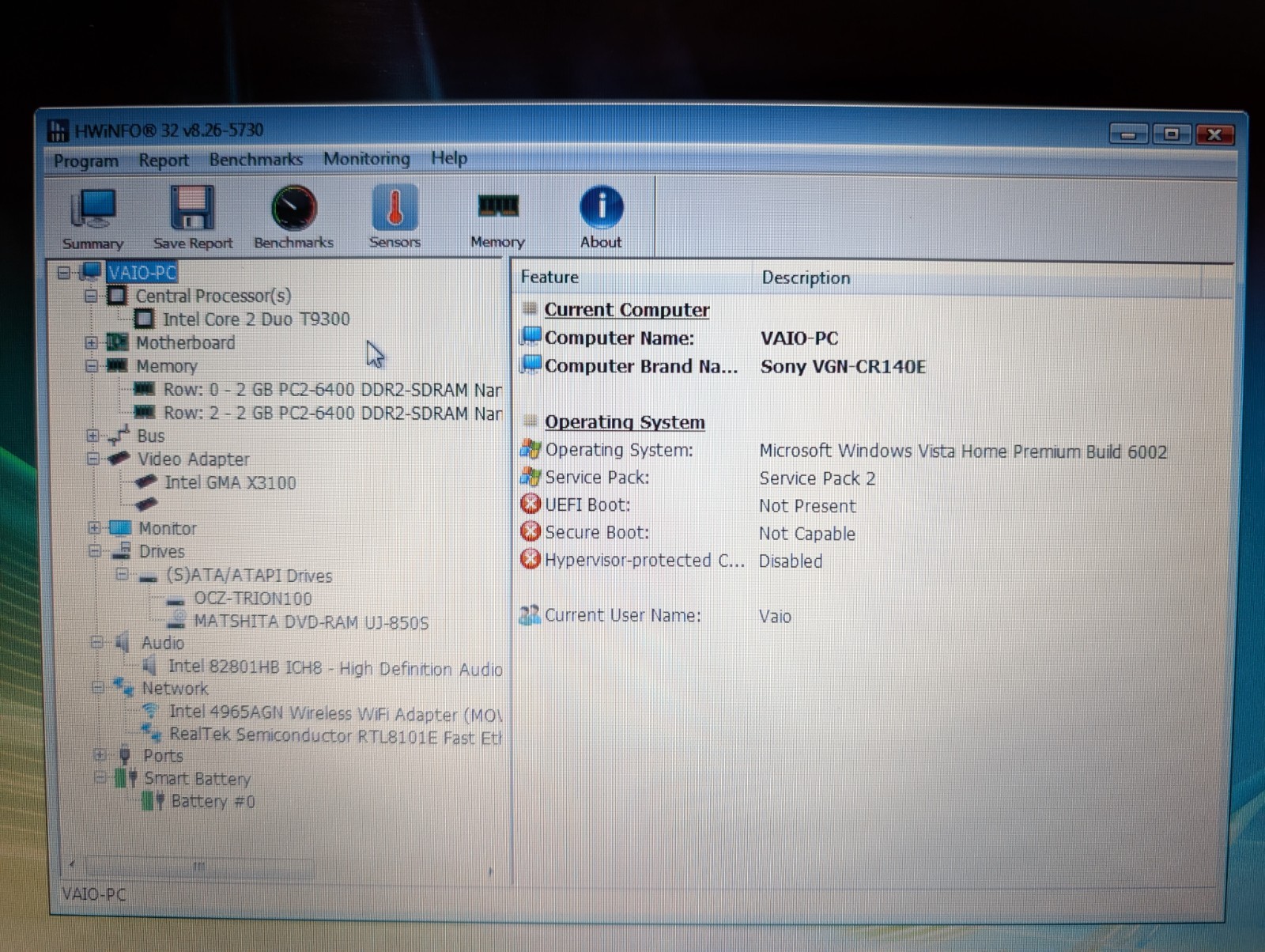 14″ Sony Vaio VGN | C2D T9300 4GB RAM 128GB SSD | DVD Win Vista 32-Bit