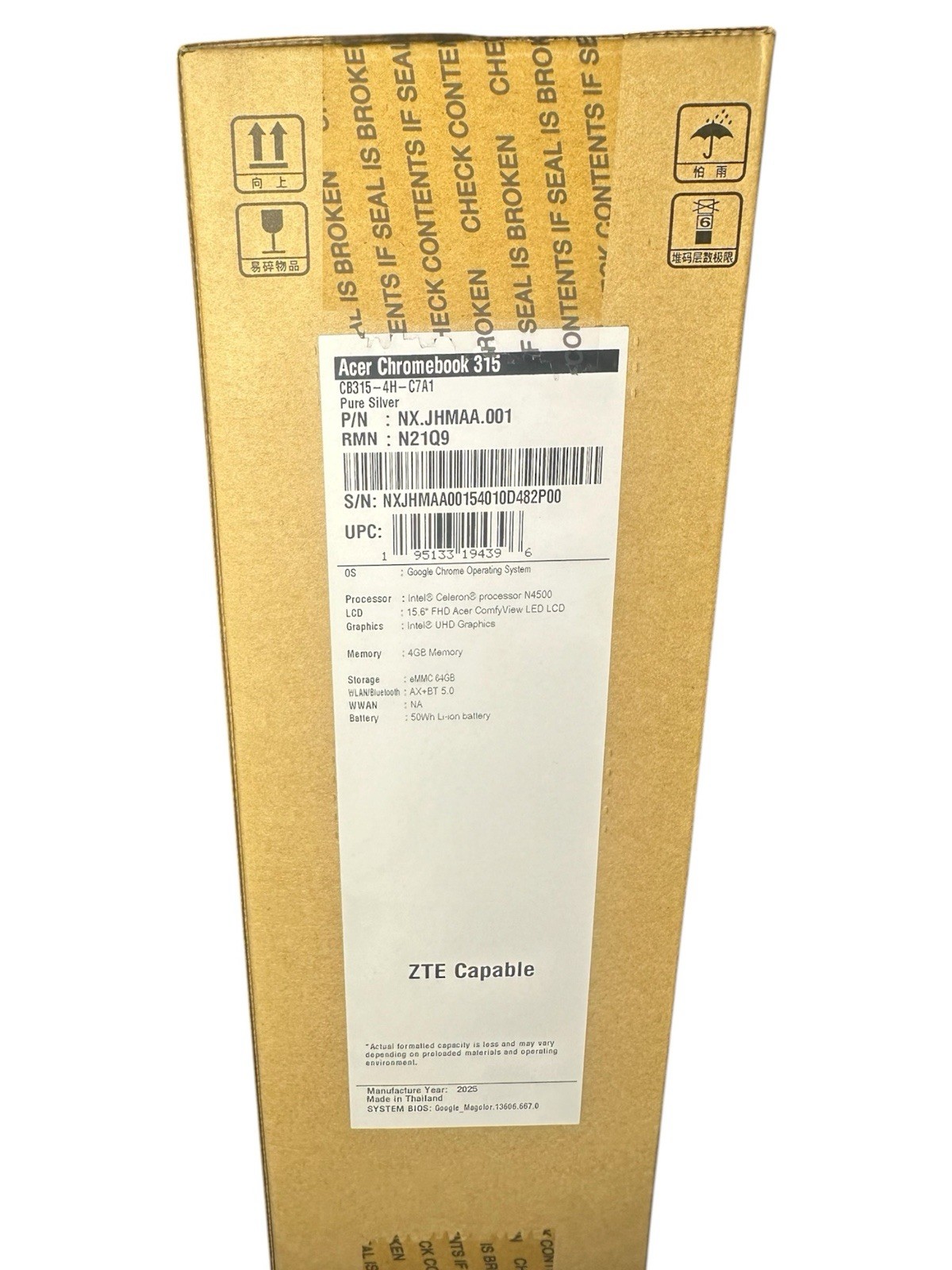 NEW Acer Chromebook 315 15.6 inch Laptop Intel Processor N4500 4GB RAM 64GB eMMC