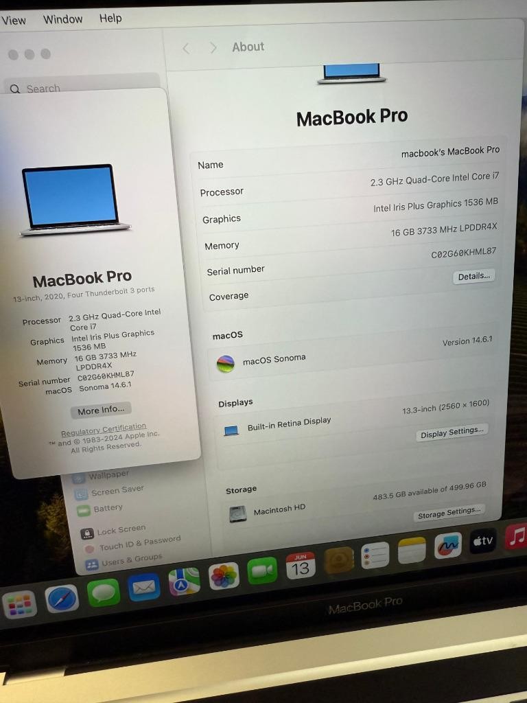 Apple MacBook Pro 13” i7 2.3GHz 16GB RAM 512GB SSD Silver(2020, A2251) Lot of 10