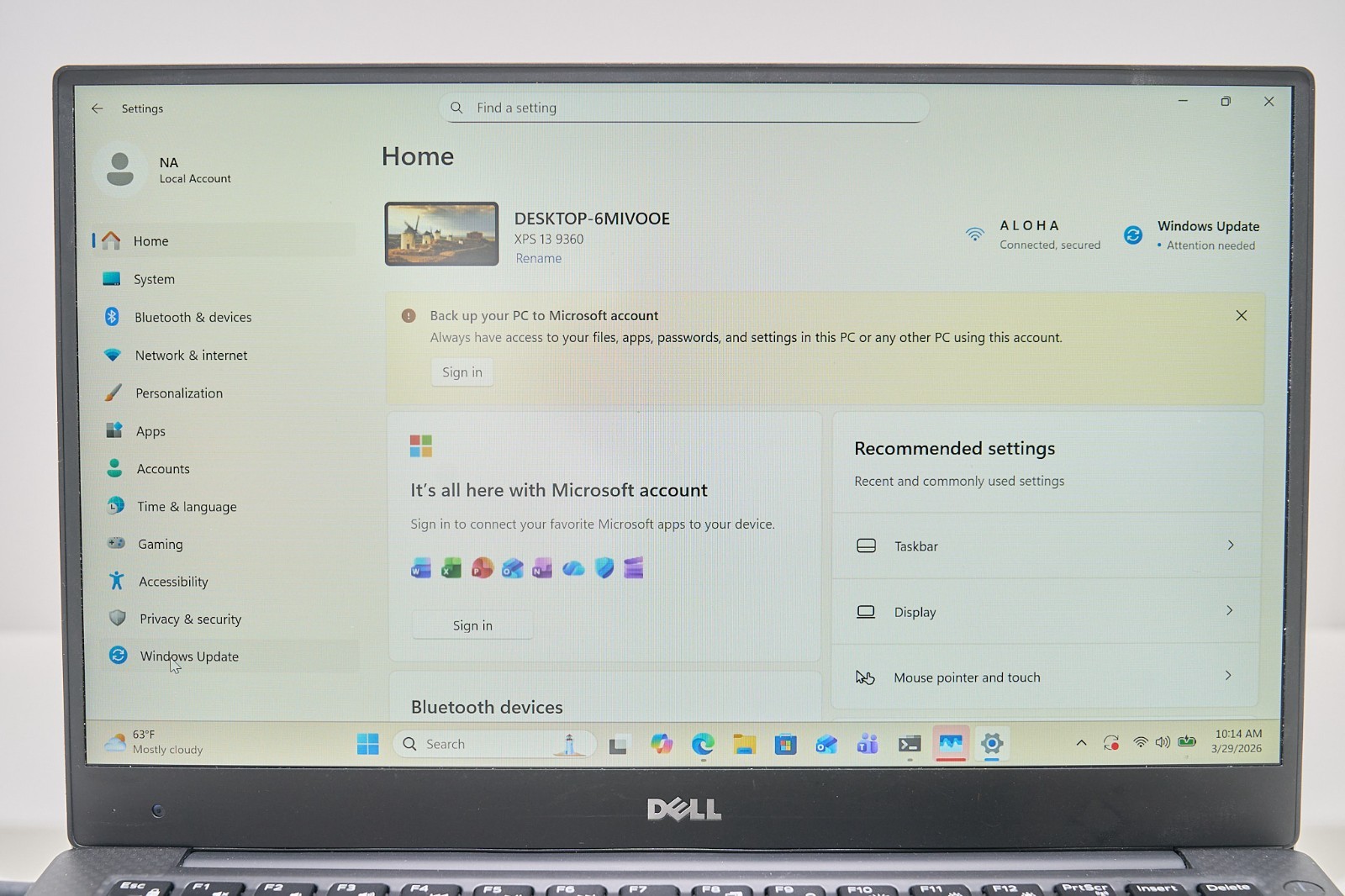 Dell XPS 13 9360 i7-8550U 8GB 256GB SSD 13