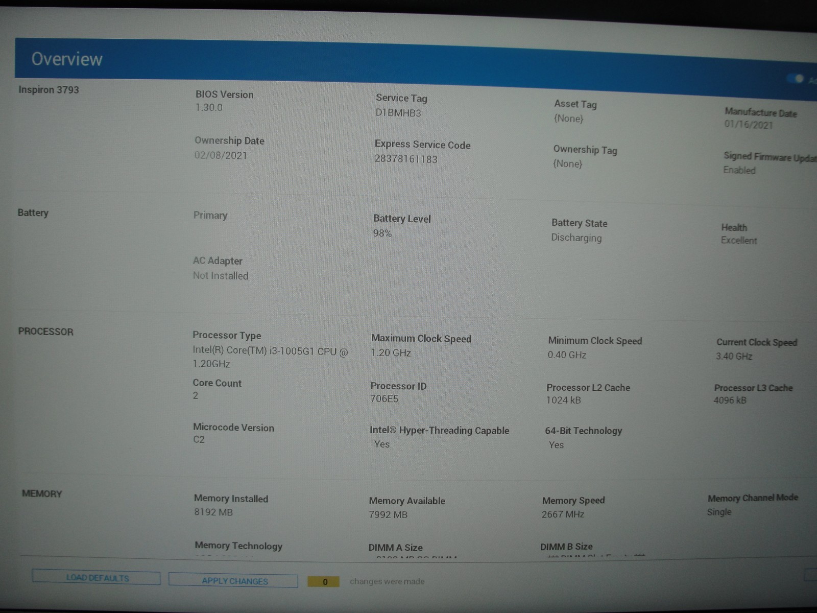 Dell Inspiron 3793 17″FHD Intel Core i3-1005G1 1.2GHz 8GB RAM 512GB SSD/1TB HDD