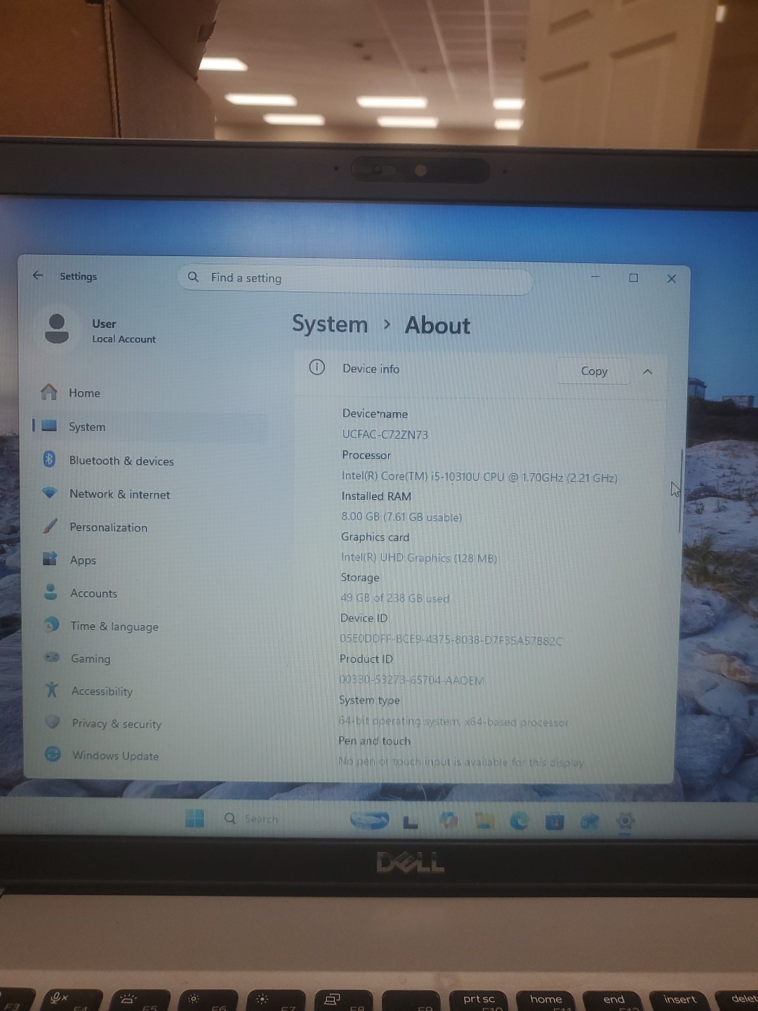 Dell Precision 3550 Laptop – i5-10310U 8GB 256GB SSD 15.6″ 051526-80