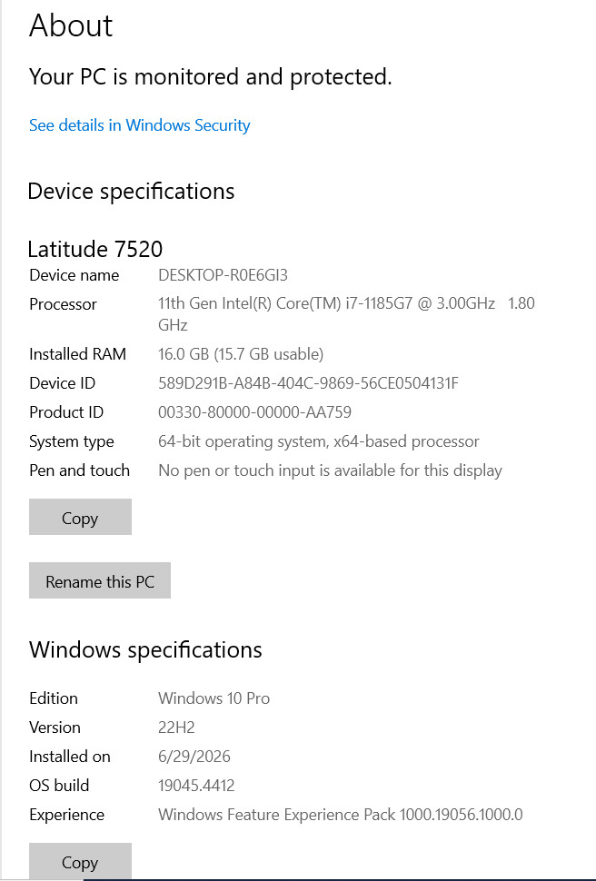 Dell Latitude 7520 – 11th Gen i7‑1185G7 – 16GB RAM – 512GB SSD