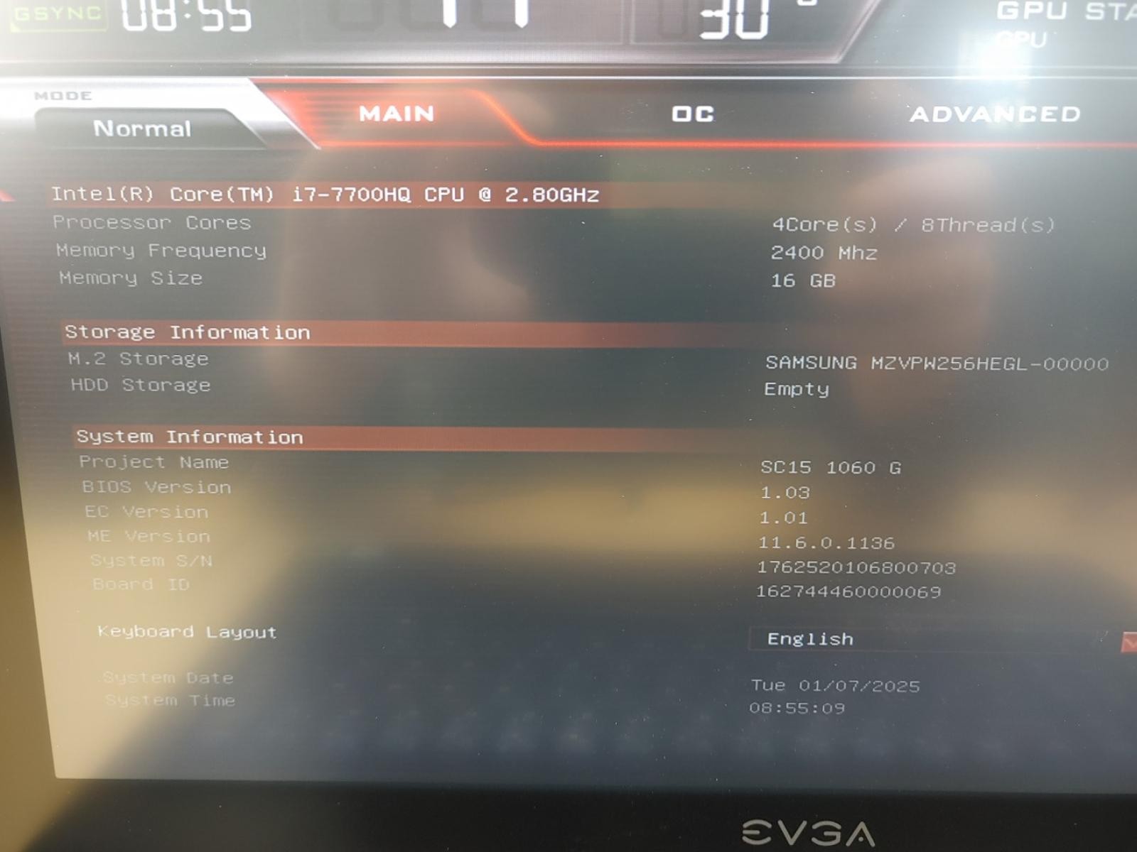 EVGA SC15 GEFORCE GTX 1060 Gaming 15.6″ i7-7700HQ✔16GB✔256GB✔ **NO BATT/NO OS**