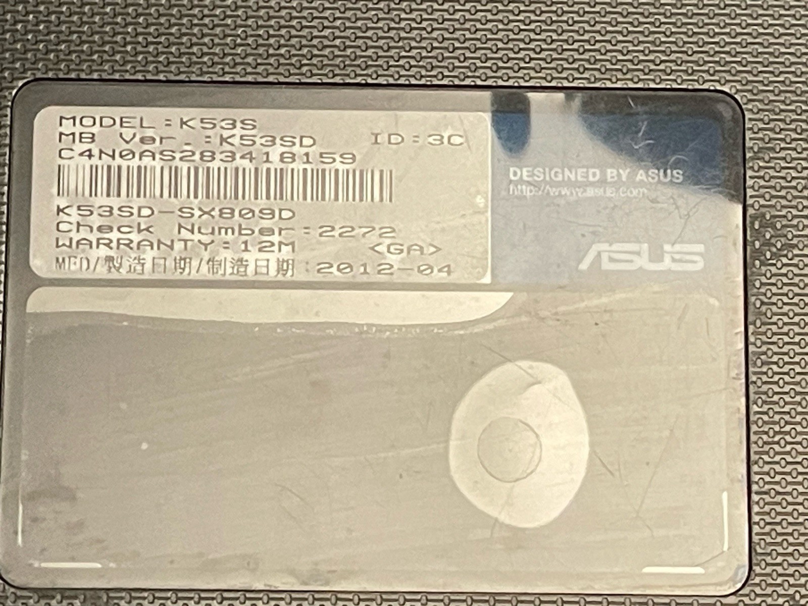 ASUS K53S Laptop – Intel Core i3 Processor – Parts