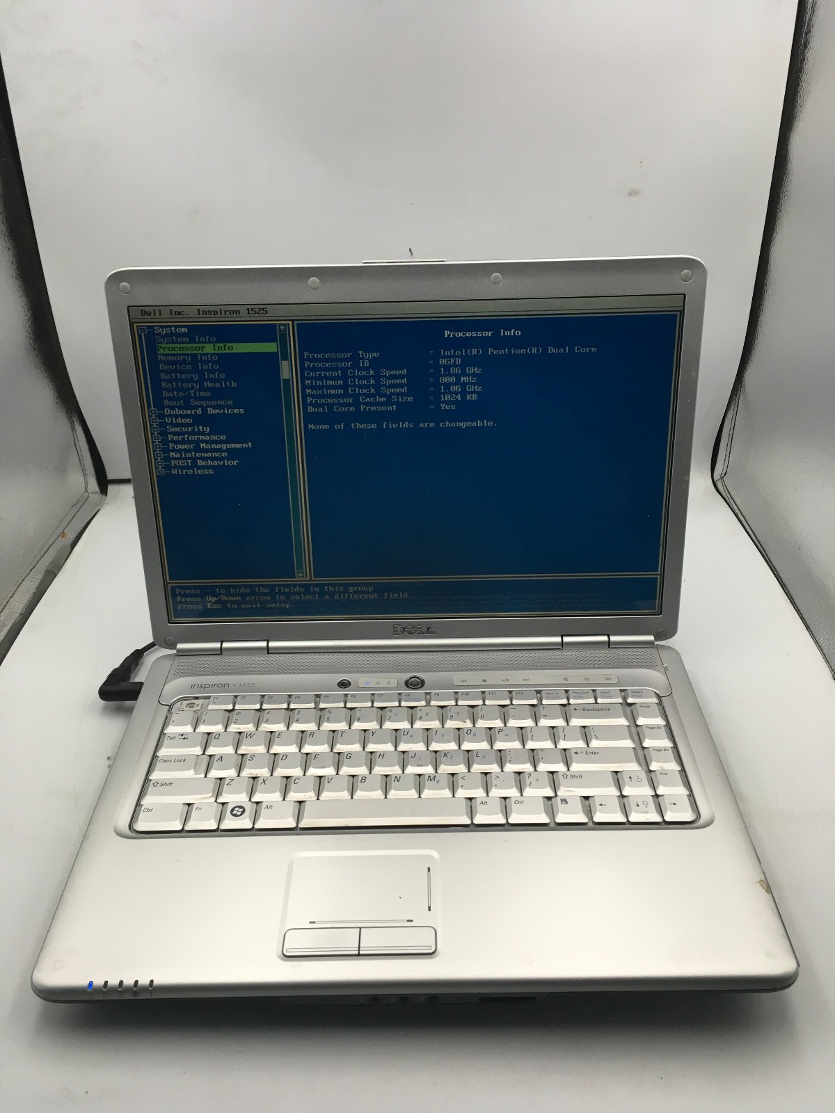 DELL INSPIRON 1525 – BOOTS TO BIOS – INTEL PENTIUM – 3GB RAM – 15″ – READ – BB!