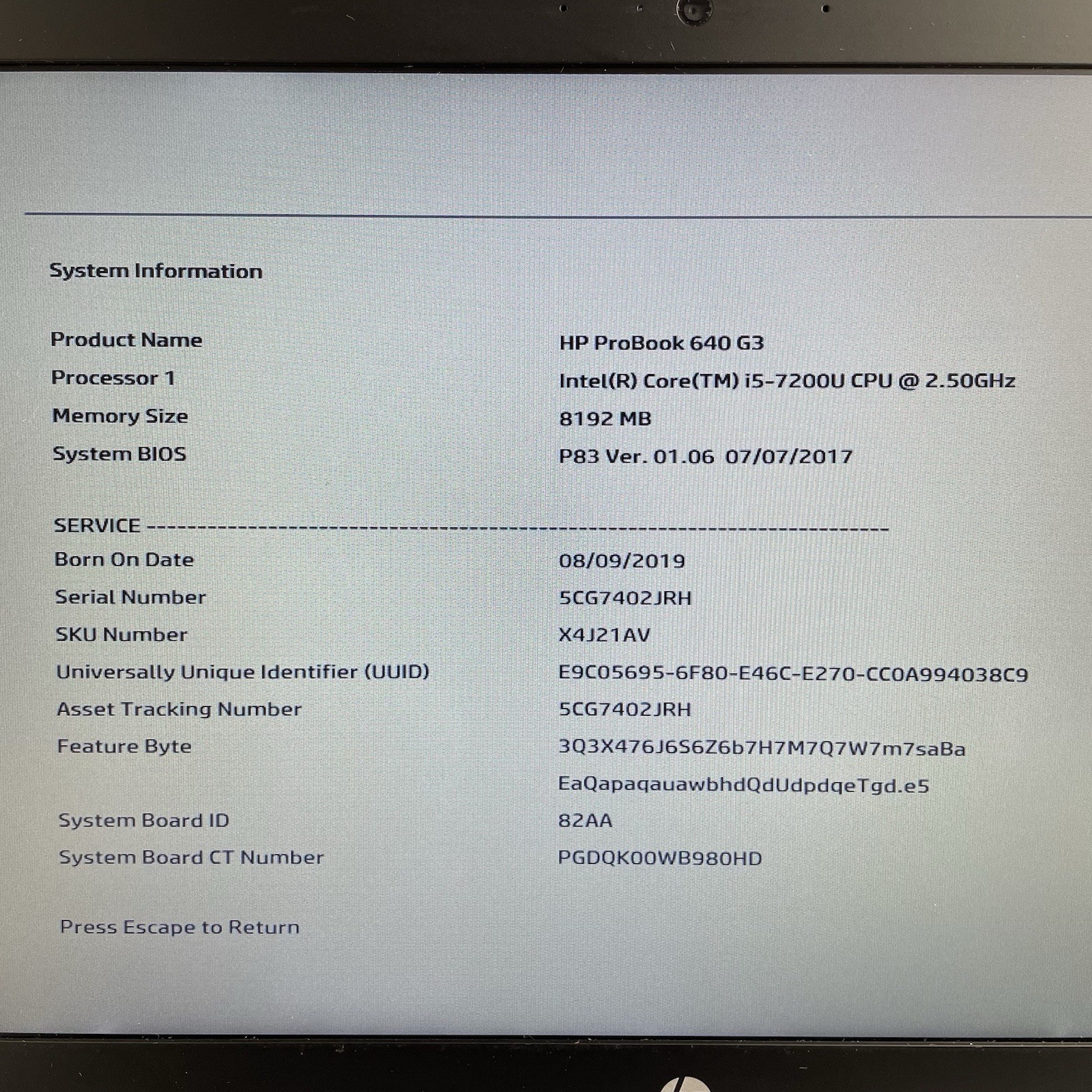 HP ProBook 640 G3 14″ i5-7200U 2.50 GHz 8 GB RAM No SSD/OS/AC/Batt – Bad Corner
