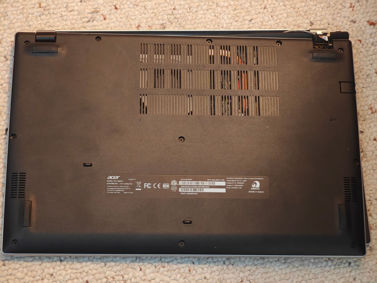 ACER ASPIRE 3 N20C5 – 256GB SSD, 8GB RAM, Intel Pentium Silver N6000 – DAMAGE