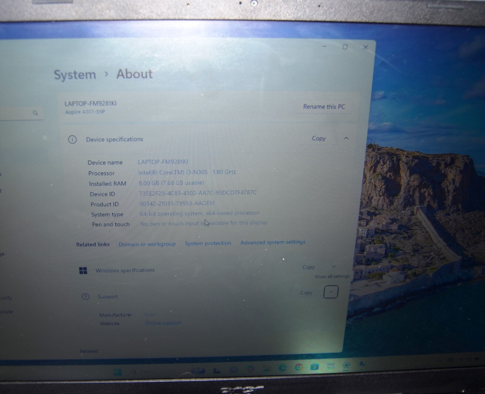 Acer Aspire 3 A317-55P-38EM N23H5 Core i3-N305 1.8GHz 8GB RAM 256GB SSD 15.6″