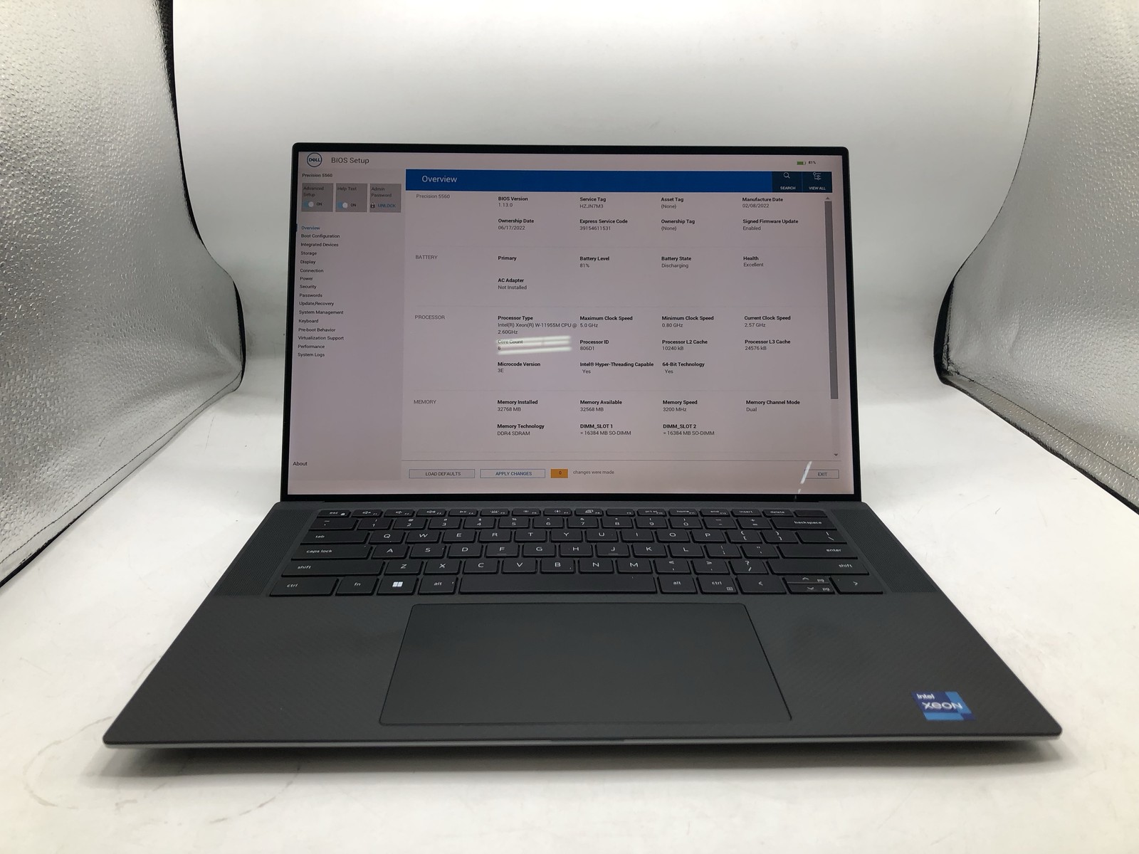 DELL PRECISION 5560 15.6″ i7 2.60GHz 32GB RAM 1TB SSD Grade D