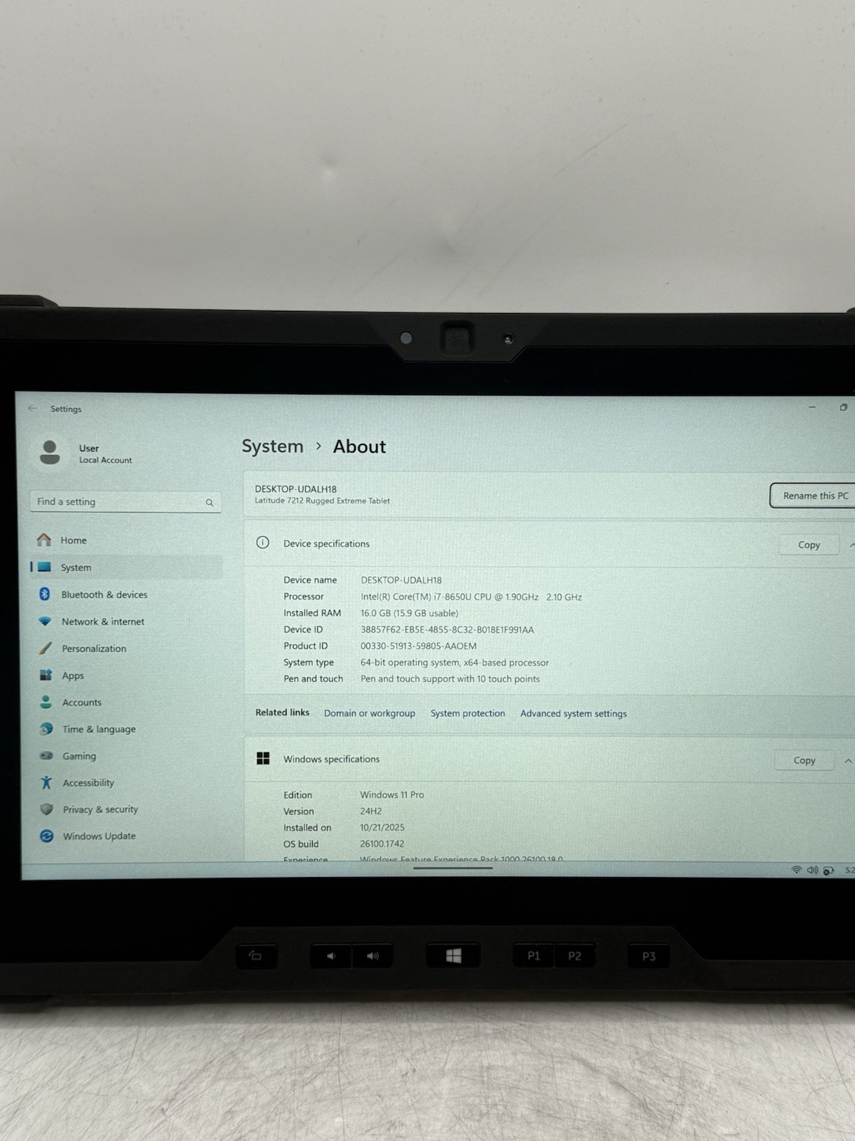 Dell Latitude 7212 11.6” Rugged Tablet i7-8650U 16GB RAM 256GB SSD WIN11P READ