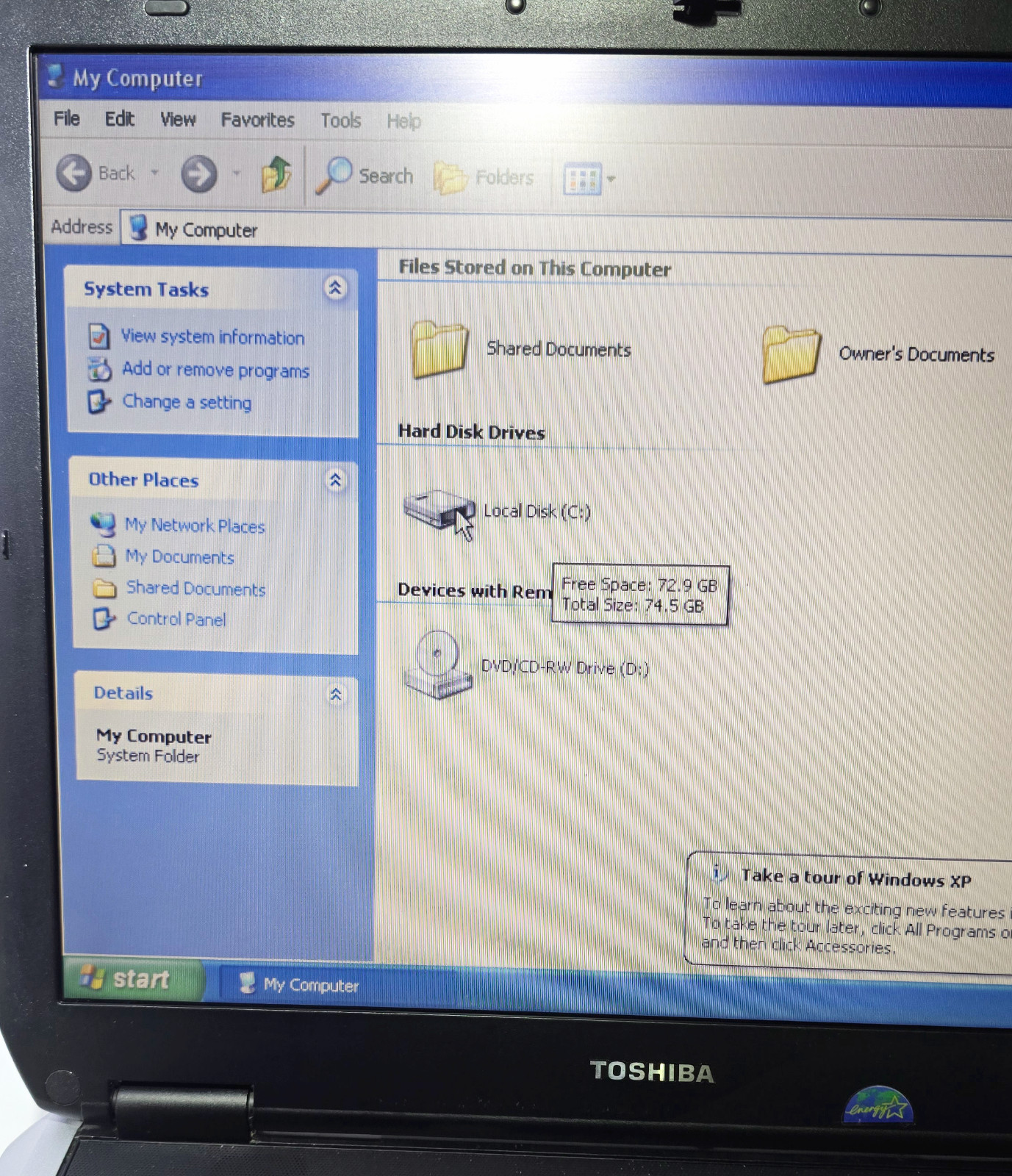 Toshiba Satellite A40-S161 Laptop Pentium 4 2.66 GHz Windows XP Pro