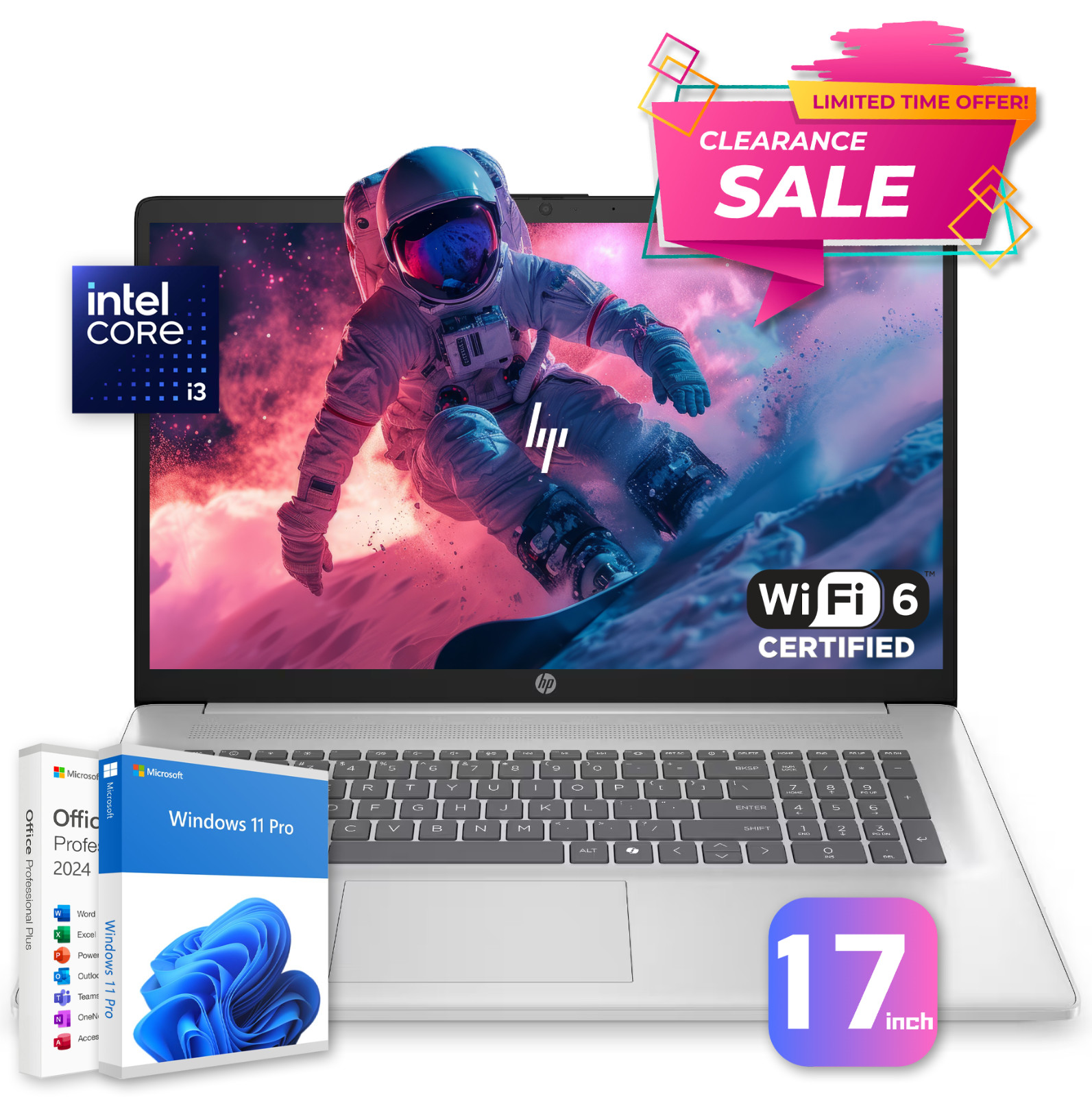 HP Laptop Computer 17.3″ 8-Core Intel i3 8GB RAM 256GB SSD OFFICE Pro, Open Box