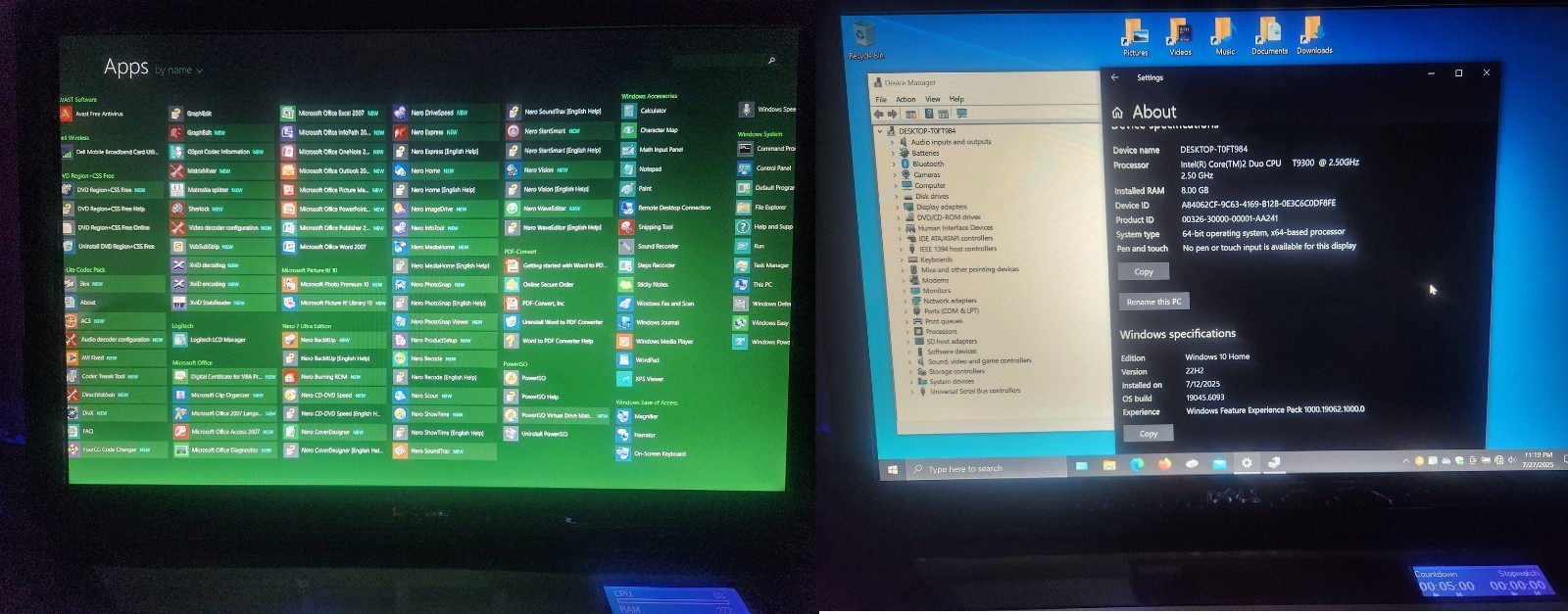 Dell XPS M1730, Intel® Core™2 Duo CPU 9300 @ 2.50 GHz, NVIDIA GeForce 8700M, 2TB