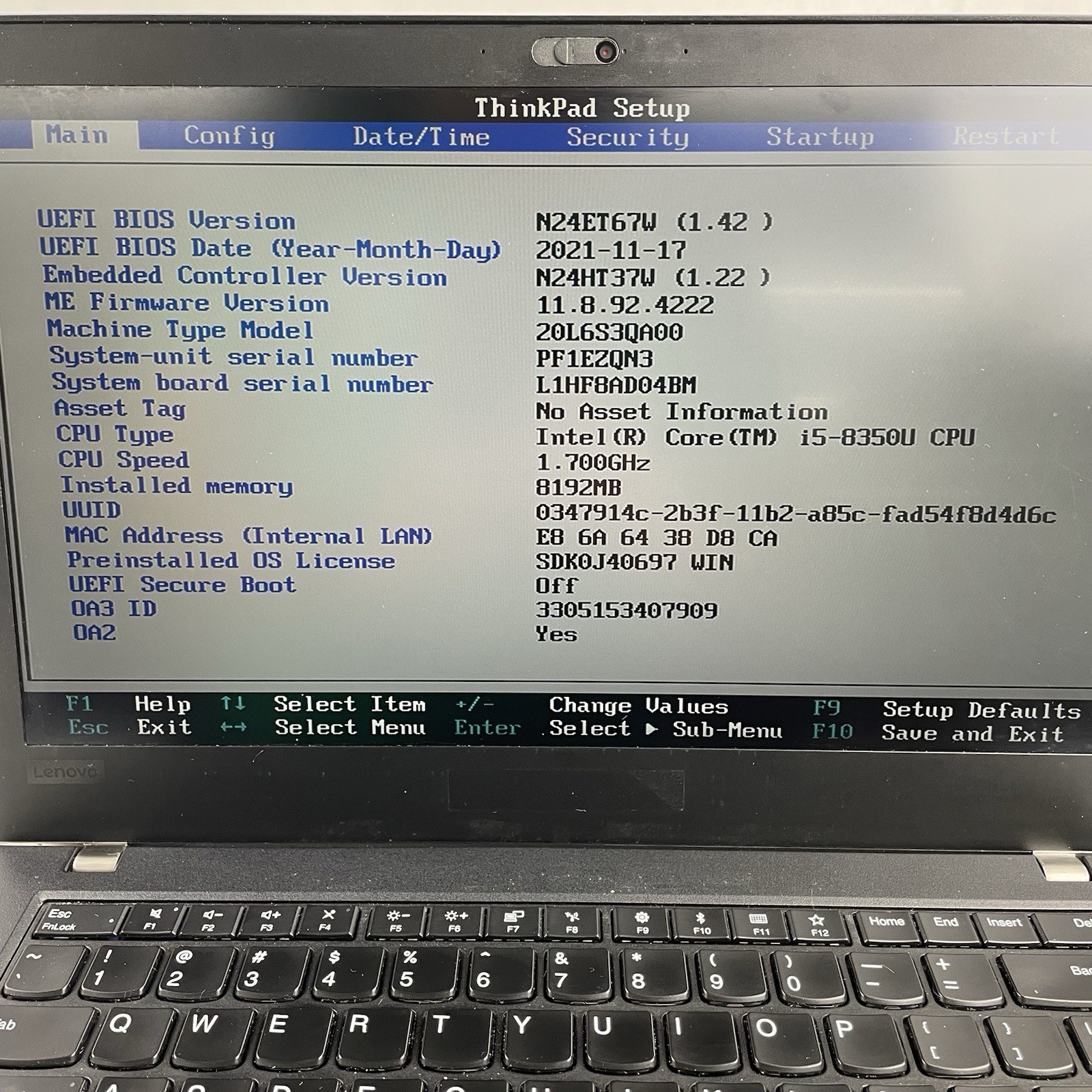 Lenovo ThinkPad T480 14″ i5-8350U 1.70 GHz 8 GB RAM No SSD/OS/AC- READ