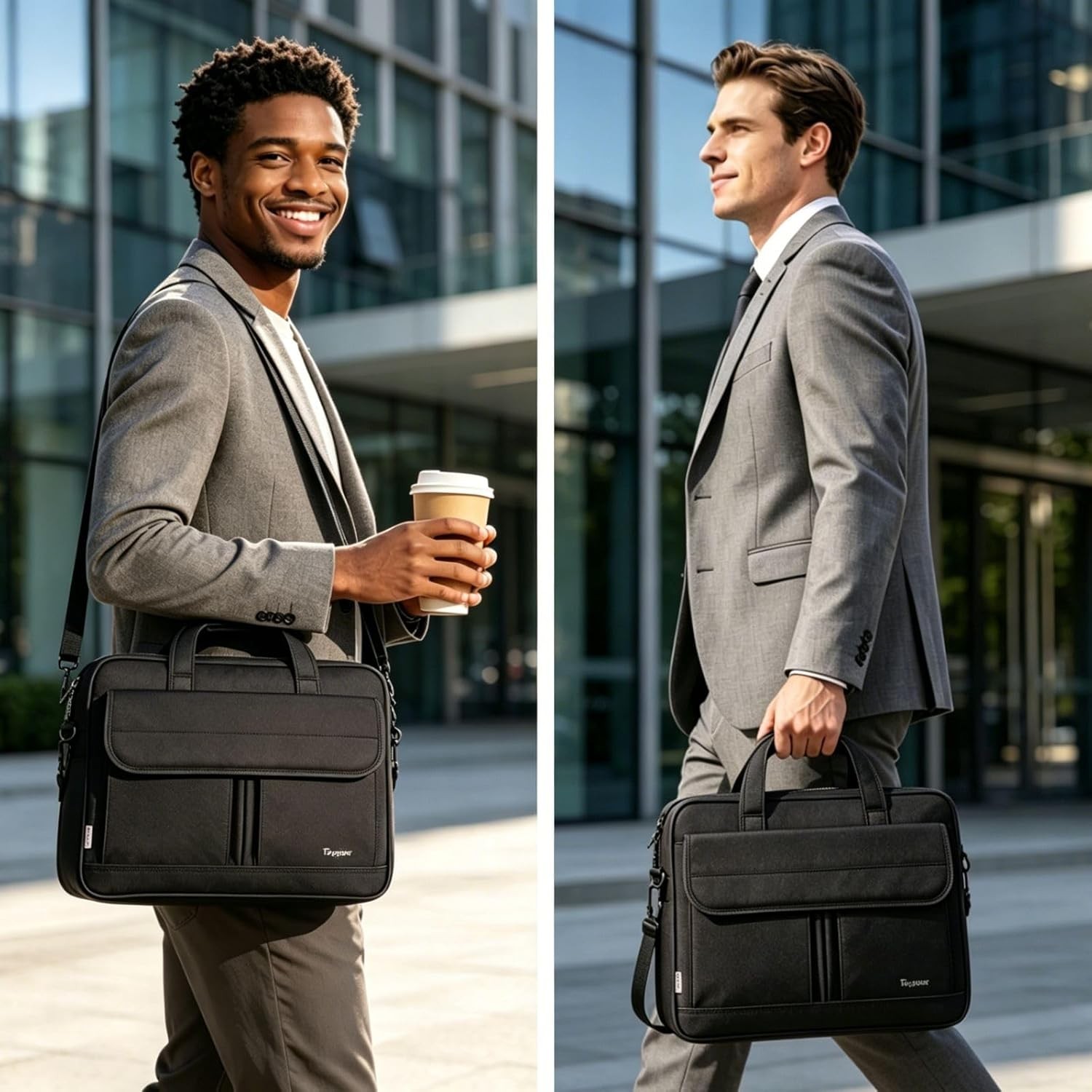 Sleeve for 15.6 Inch Laptop, Water Resistant Messenger Bag with Strap, Black