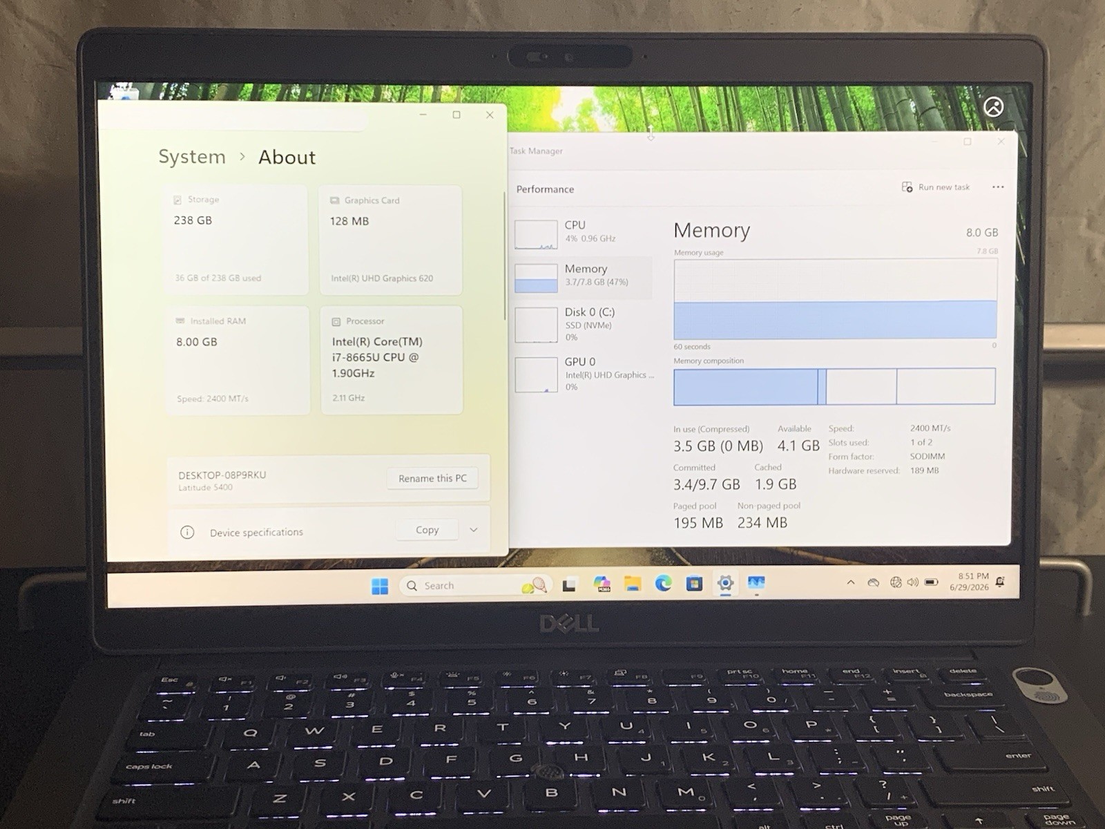 Dell Latitude 5400 i7-8665U 8GB 256GB SSD Win11 14in FHD Black
