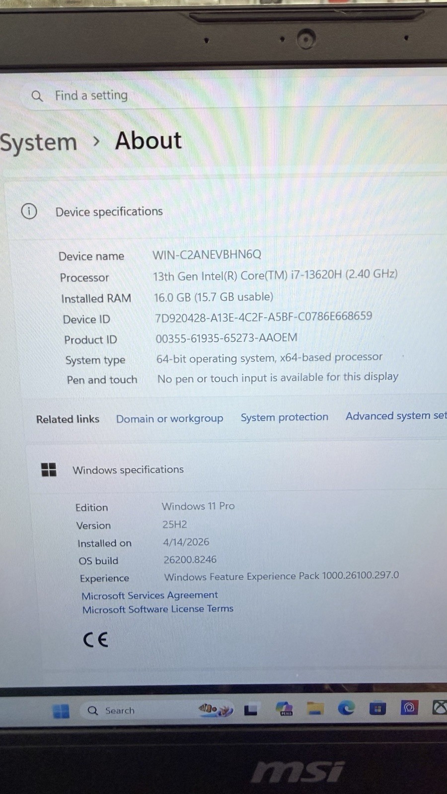 MSI Gaming Laptop Katana 15 B13VGK 15.6″ Intel Core i7-13620H 1TB RTX 4060