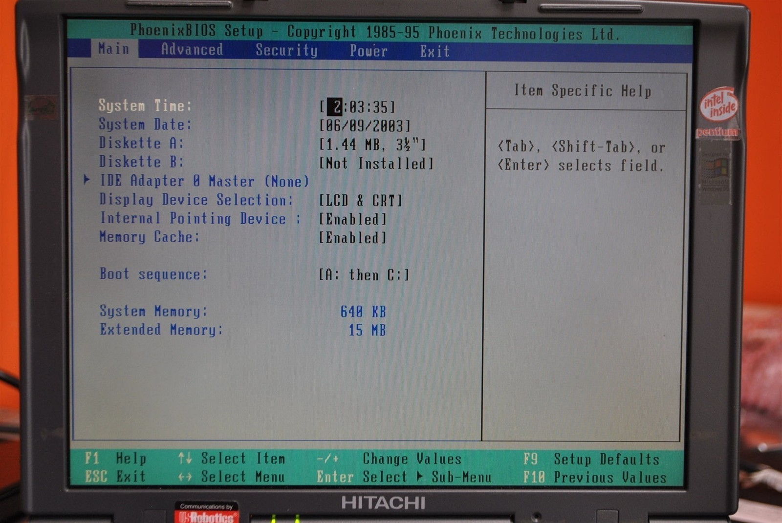 Hitachi Mx Series Mx166TMMX Laptop Intel Pentium MMX 166MHz 16MB 0HD