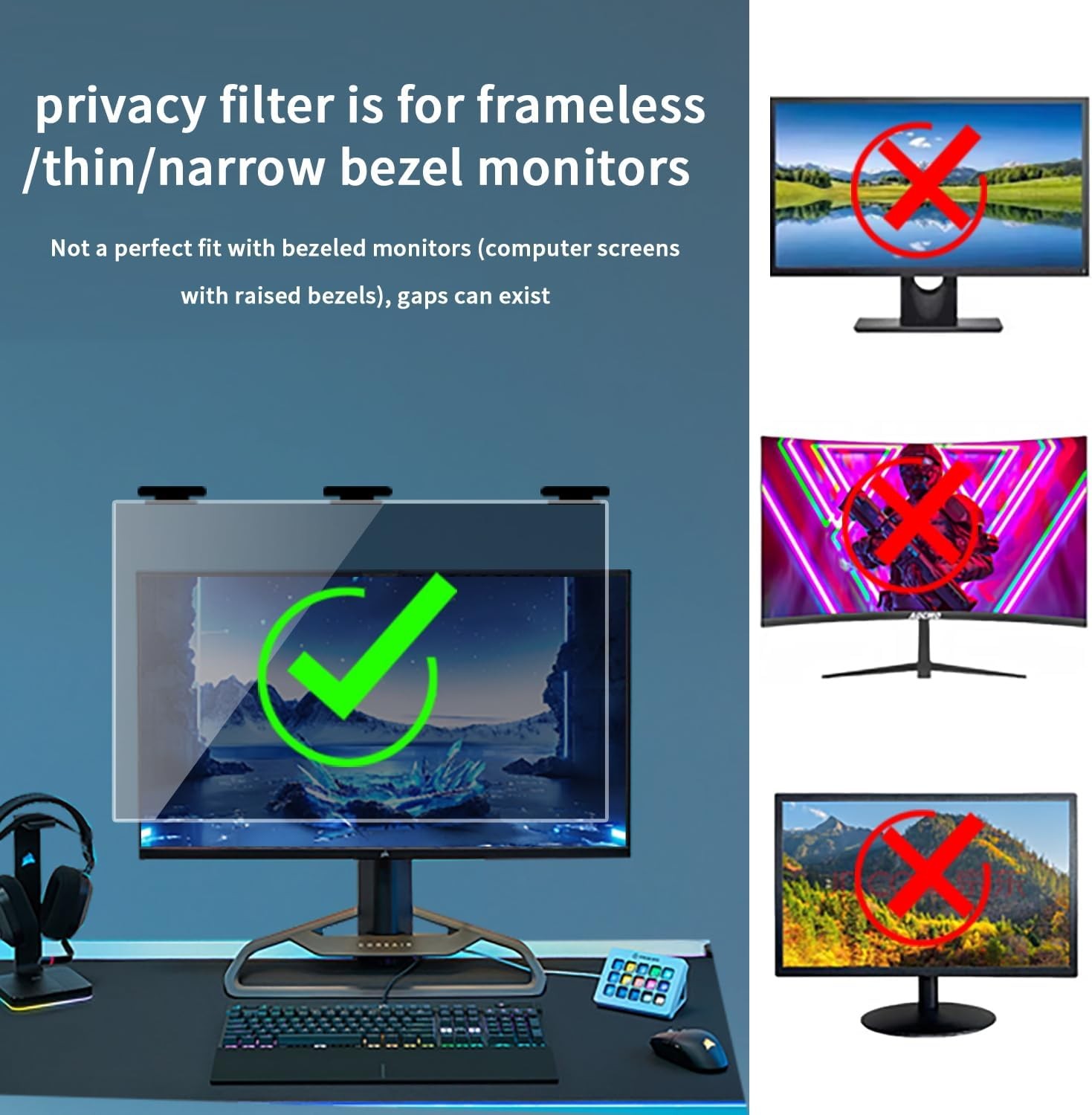 21.5 Inch Magnetic Hanging Computer Privacy Screen for 16:9 Widescreen Monitor