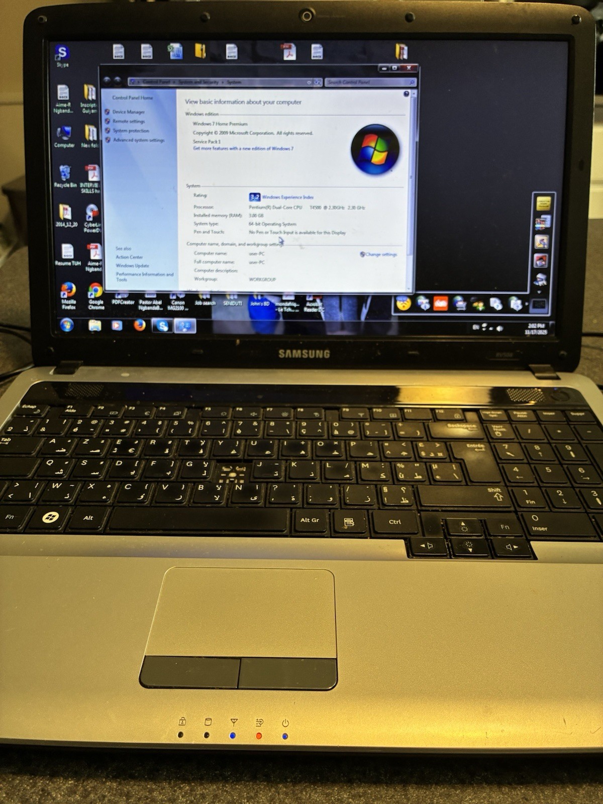 Samsung Pentium (R) Dual-Core CPU Laptop Windows 7 Home Premium T4500 @ 2.30GHz