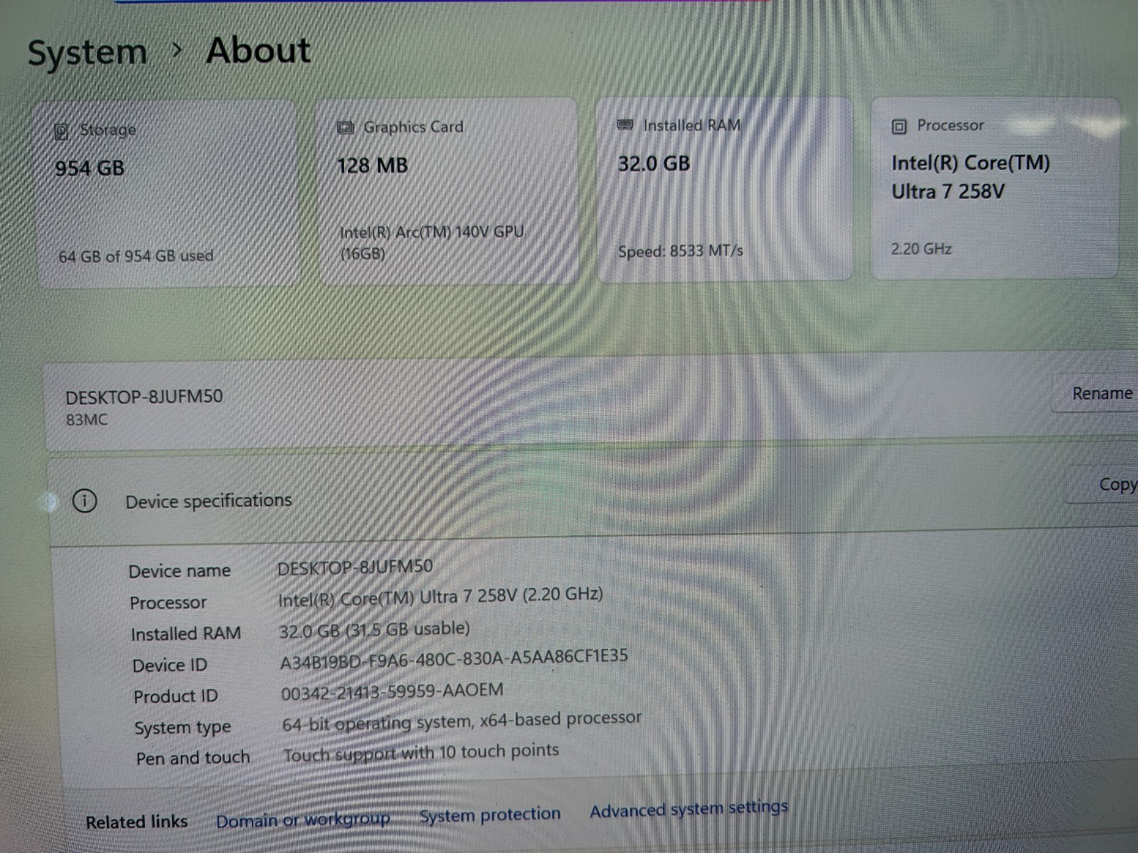 Lenovo Slim 7 14ILL10, Intel Core Ultra 7 258V, 2.20 GHz, 32 GB RAM, 1 TB NVMe