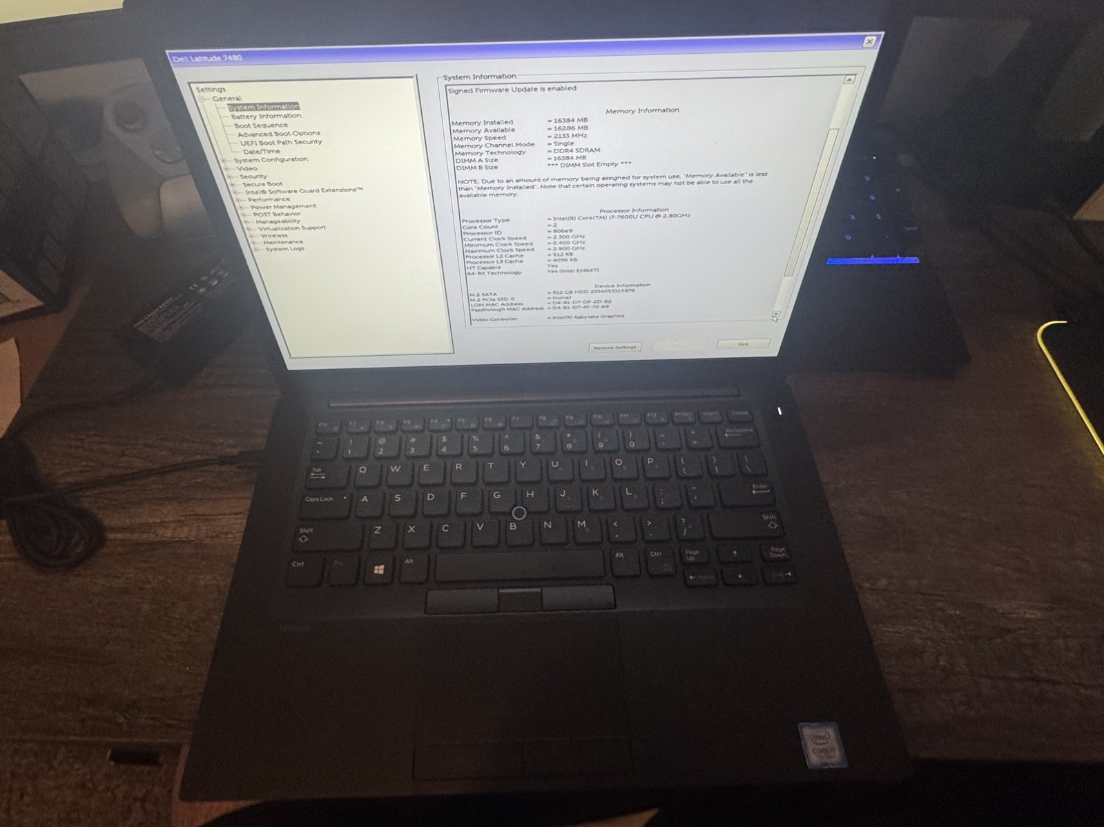 Dell Latitude 7480 • Intel i7‑7600U • 512GB NVMe • 8GB RAM • Windows 11