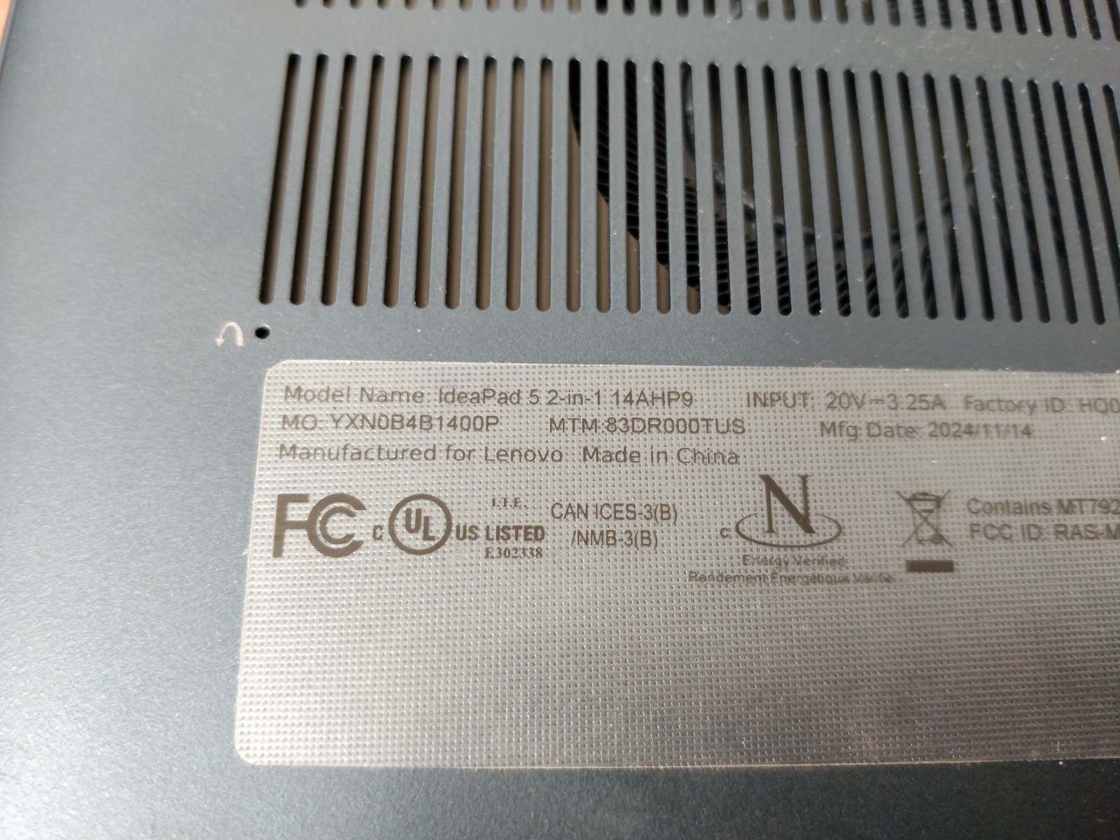 Lenovo Ideapad 5 14AHP9 AMD Ryzen 5 8645HS@2.10GHz 8 GB RAM NO DRIVE PARTS 9059