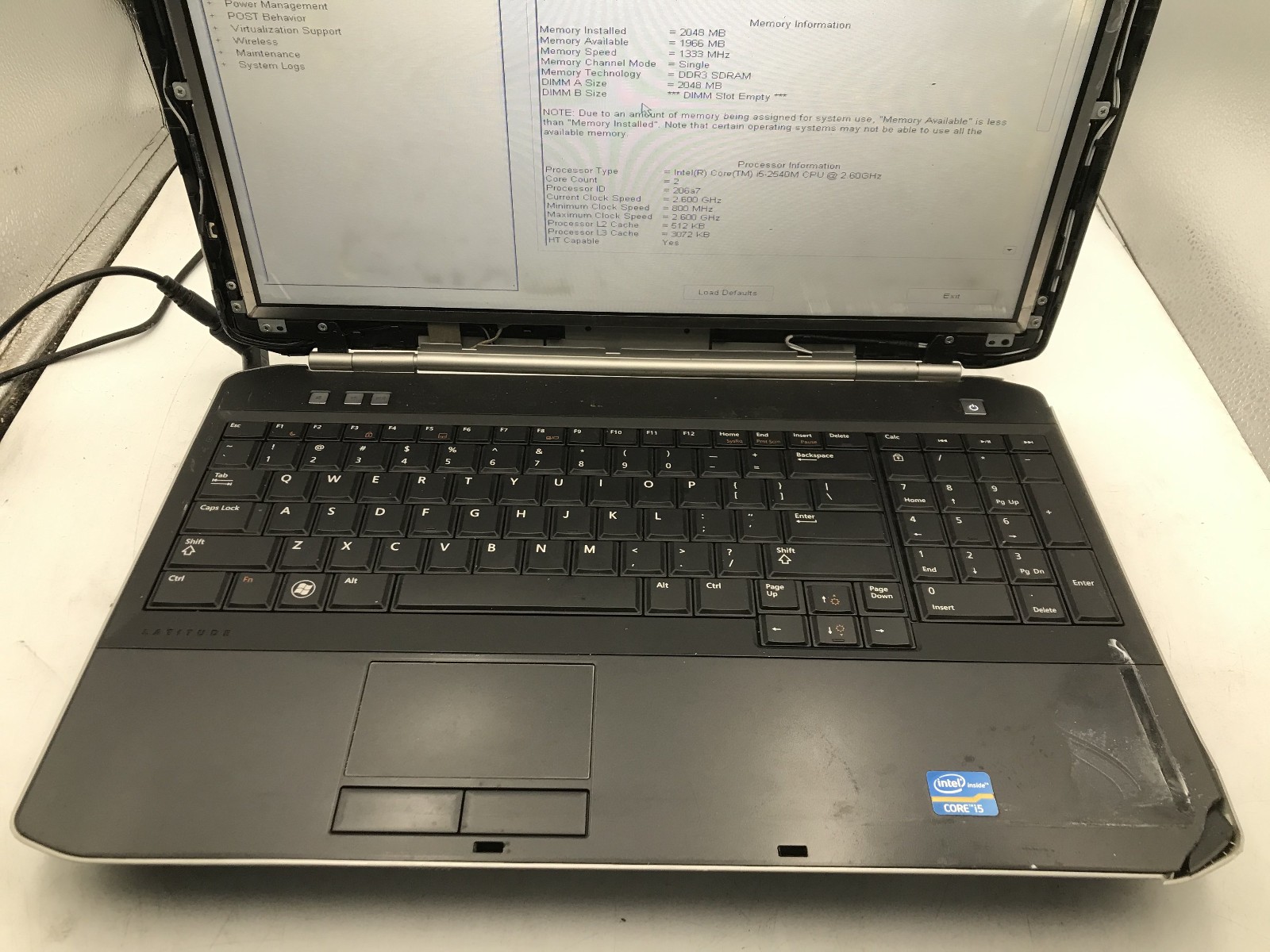 DELL LATITUDE E5520 – BOOTS TO BIOS – INTEL I5 2540M – NO RAM – READ DESCRIP -BB